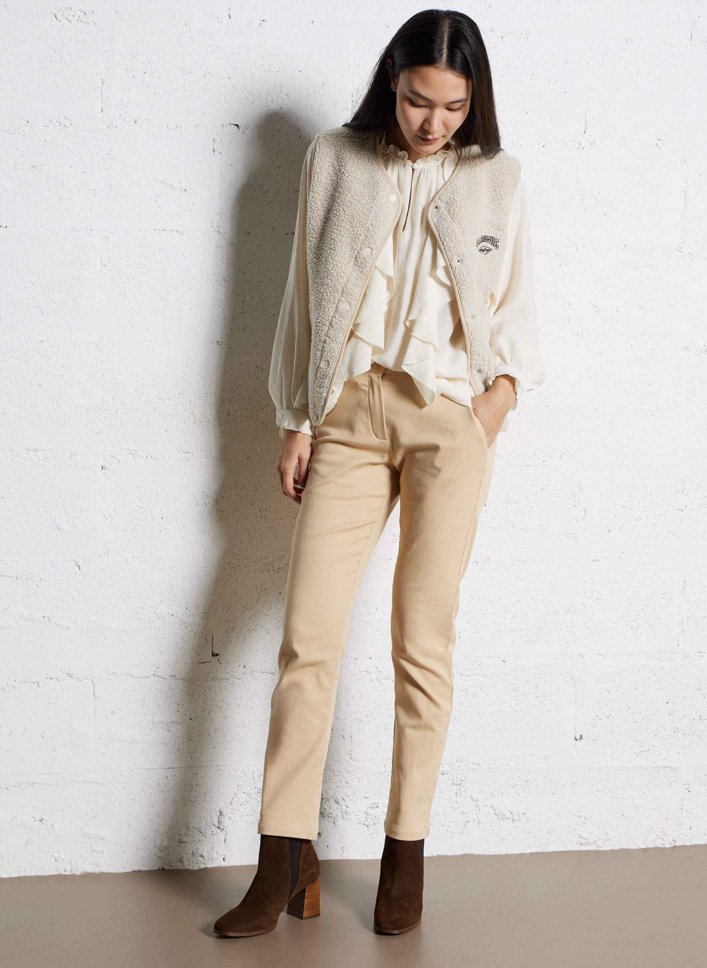 Effen leren enkellaarzen met textuur MAISON TOUFET Bruin