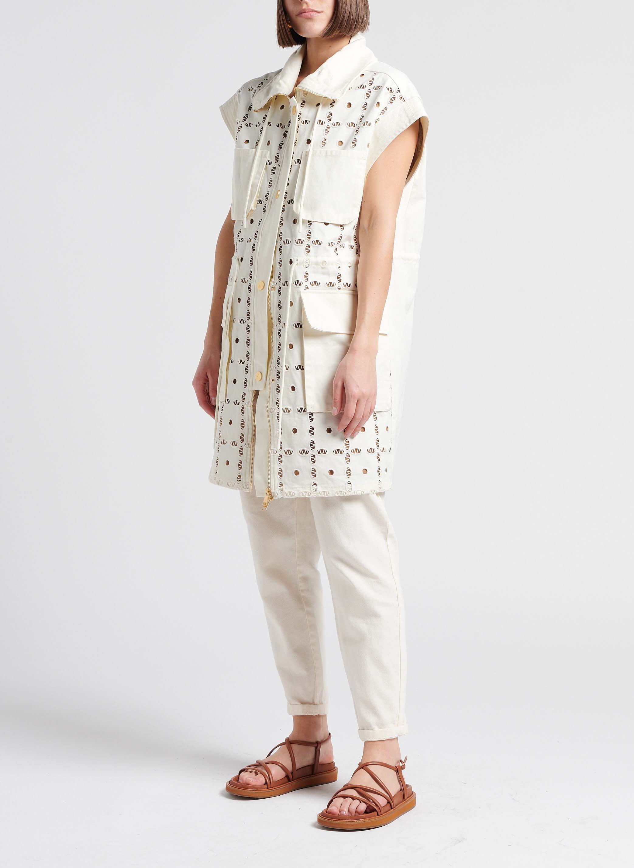 Pantalon chino 7/8ème en coton  Beige