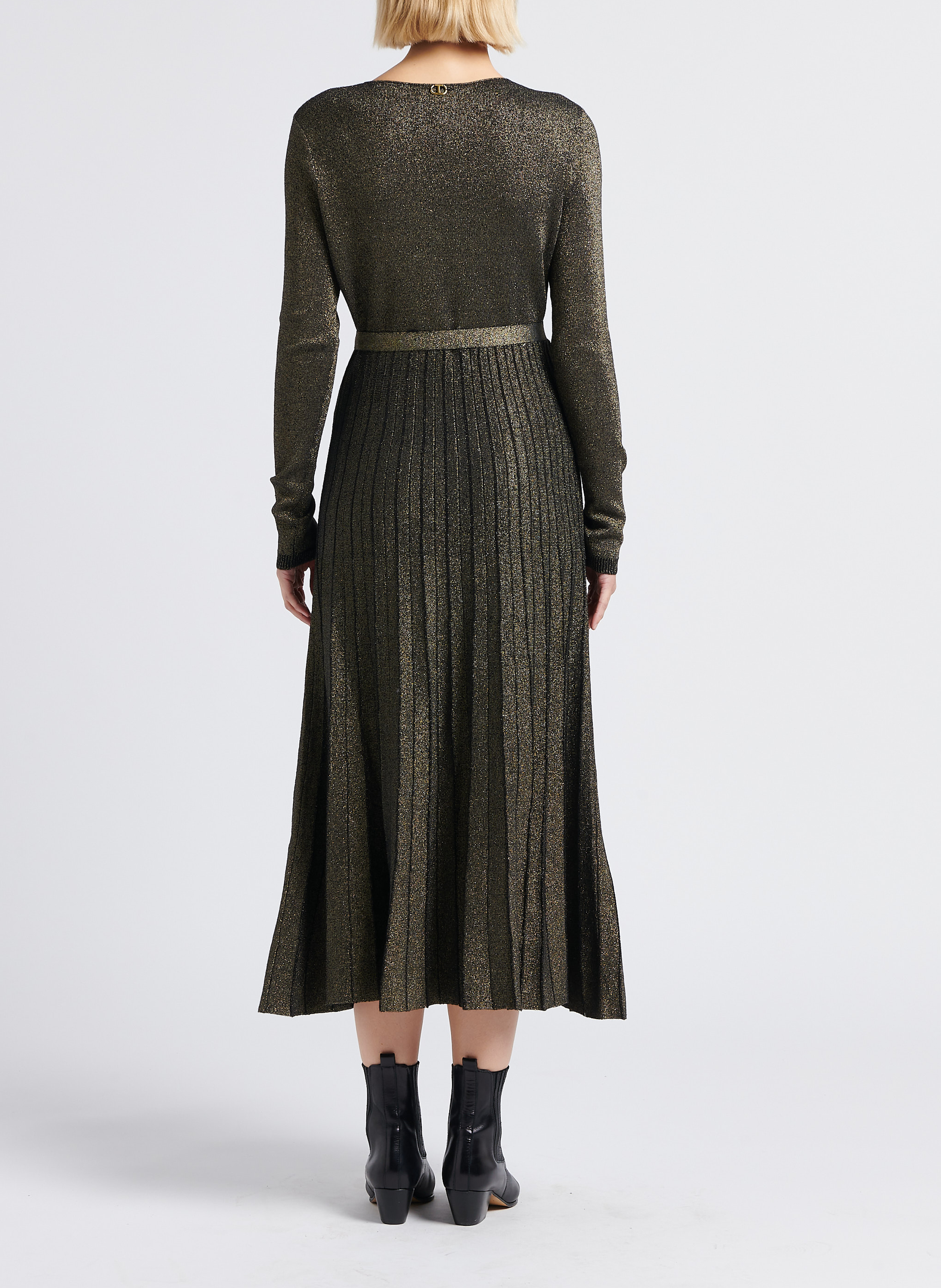 Fitted dress with V-neck TWINSET Black