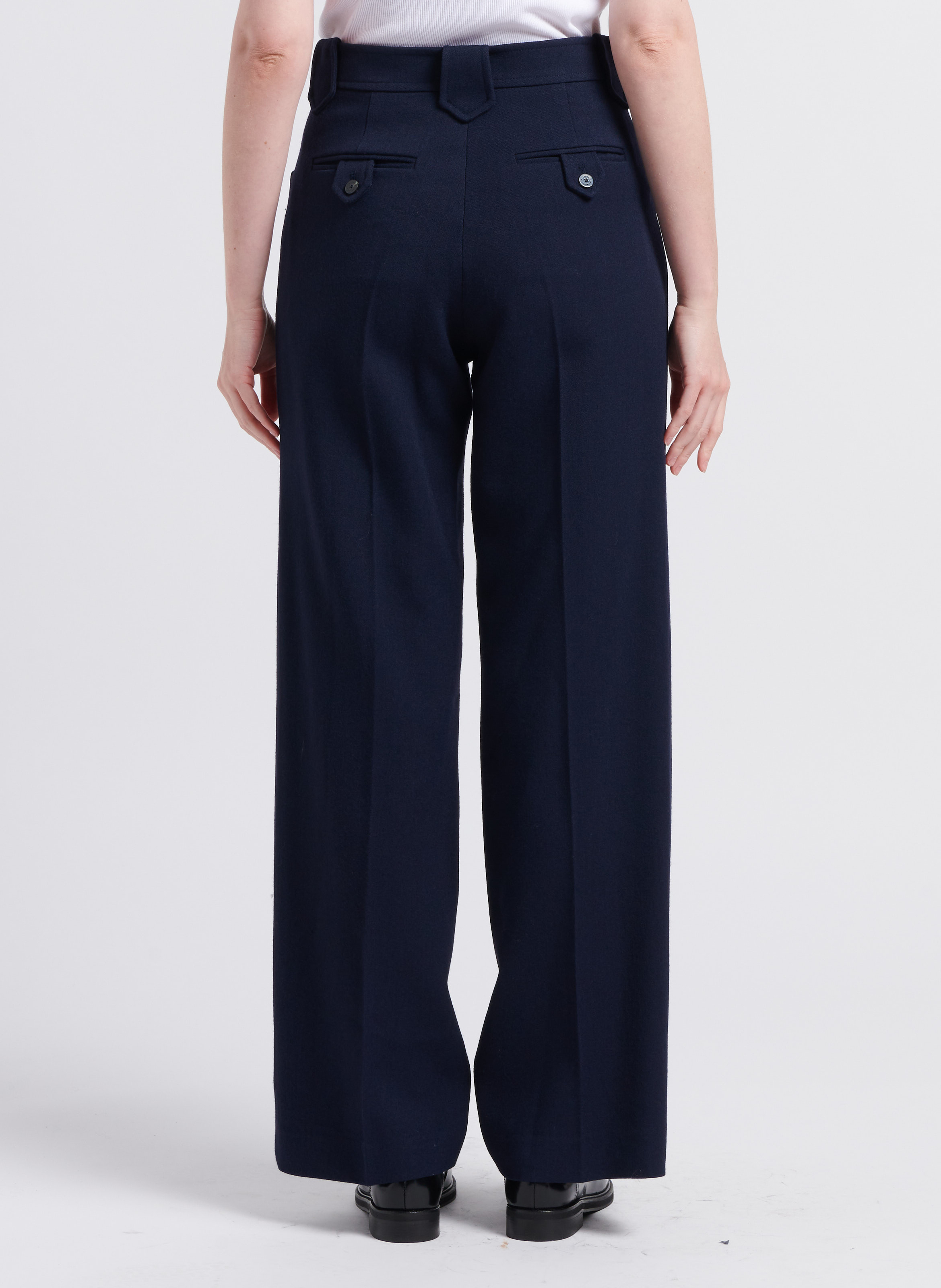 Weite Hose aus Schurwoll-Mix MARGAUX LONNBERG Blau