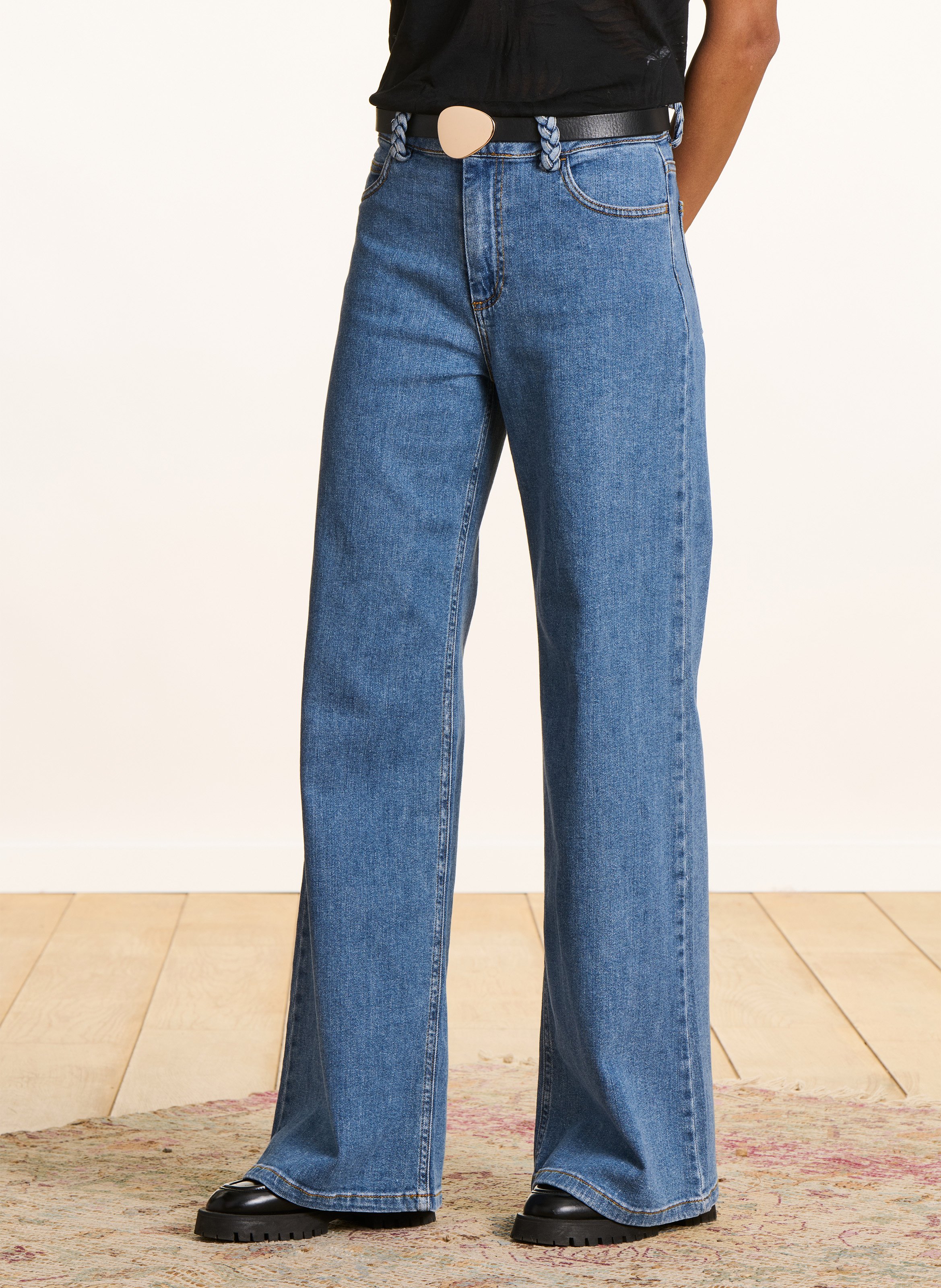 Farbige Straight Cut Jeans mit 5 Taschen LA FEE MARABOUTEE Blau