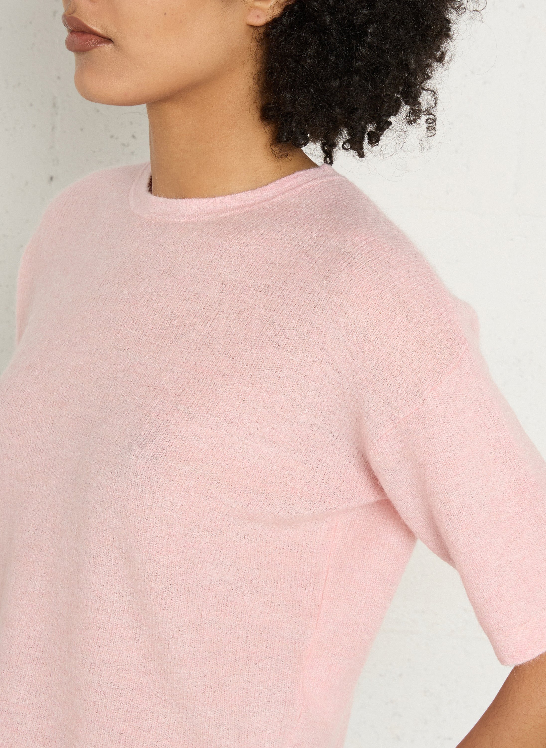 Boat-neck mohair-blend sweater MAISON 123 Pink