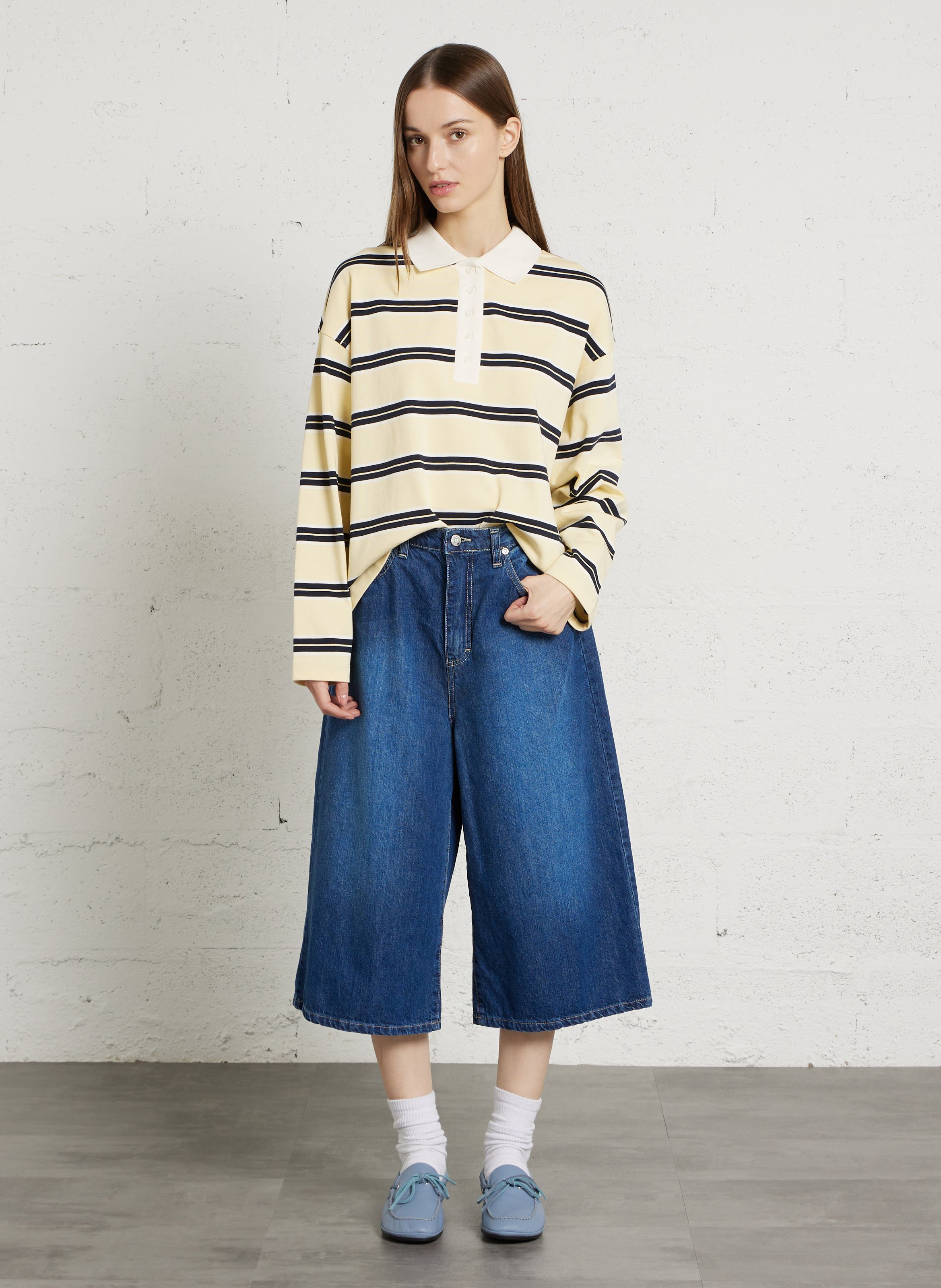 Polo manches longues droit rayé DES PETITS HAUTS Multicolore