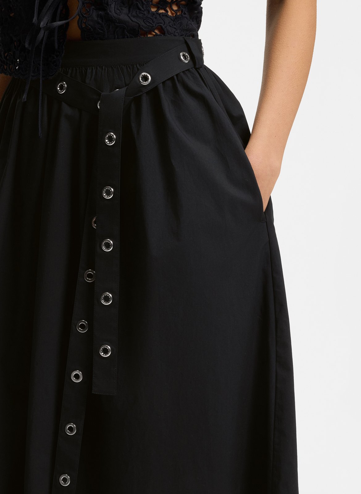 Long A-line cotton skirt BOSS Black