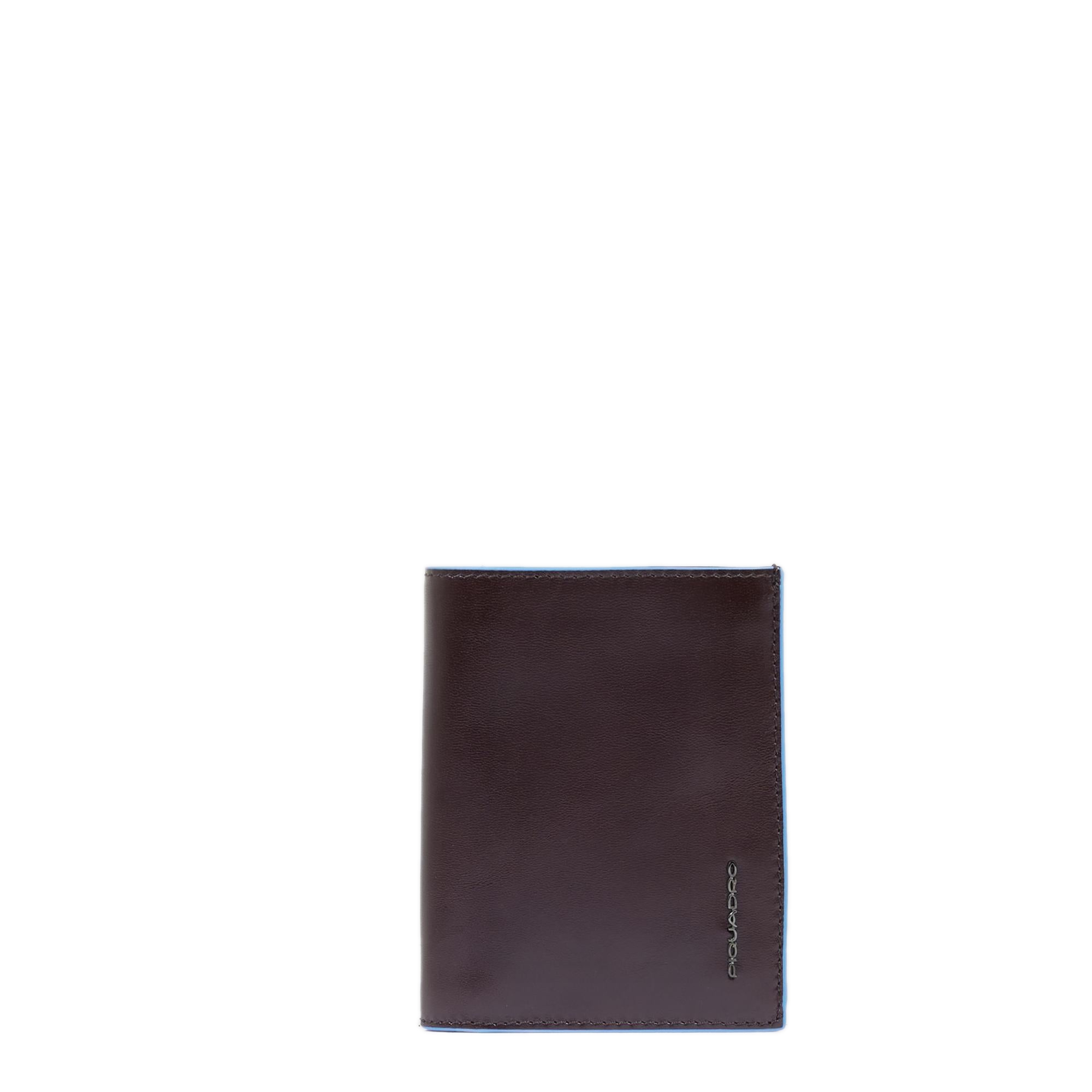 Men's vertical wallet with coin pocket, credit card slots, 2 ID windows, and RFID protection PIQUADRO Brown