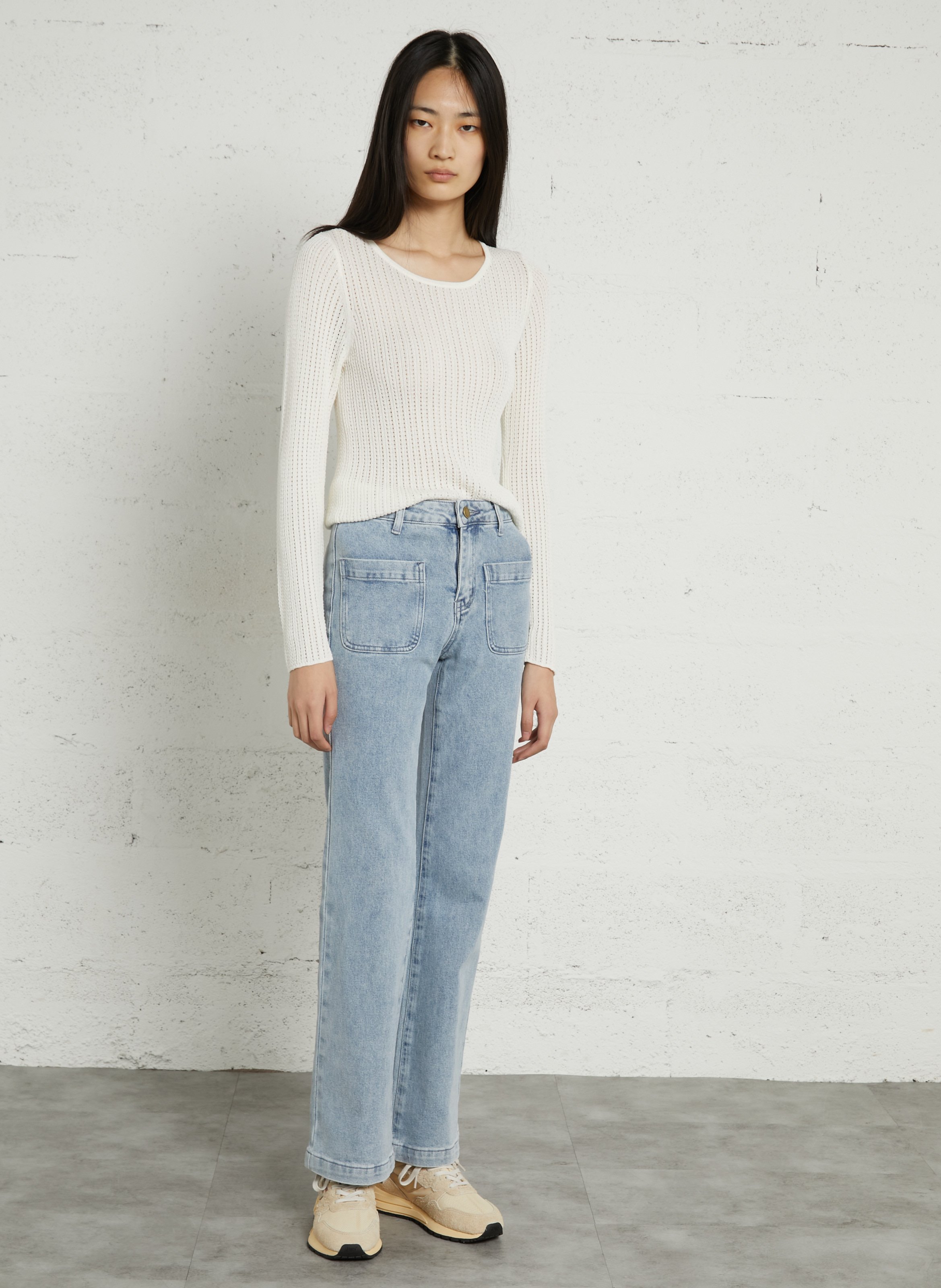 Jean évasé taille haute en coton mélangé LA PETITE ETOILE Bleu