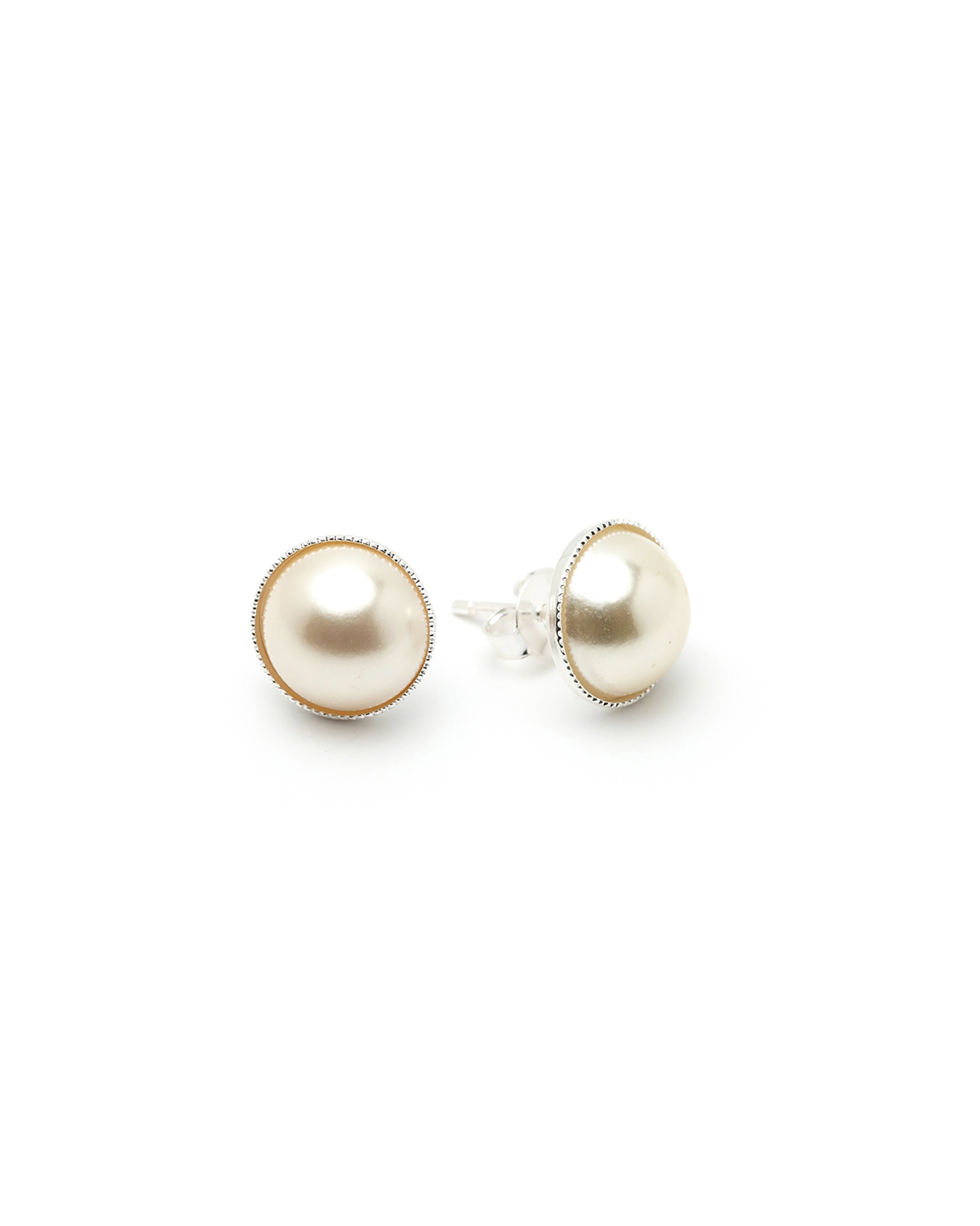 Mini gold-plated pearl stud earrings MONSIEUR SIMONE Silver