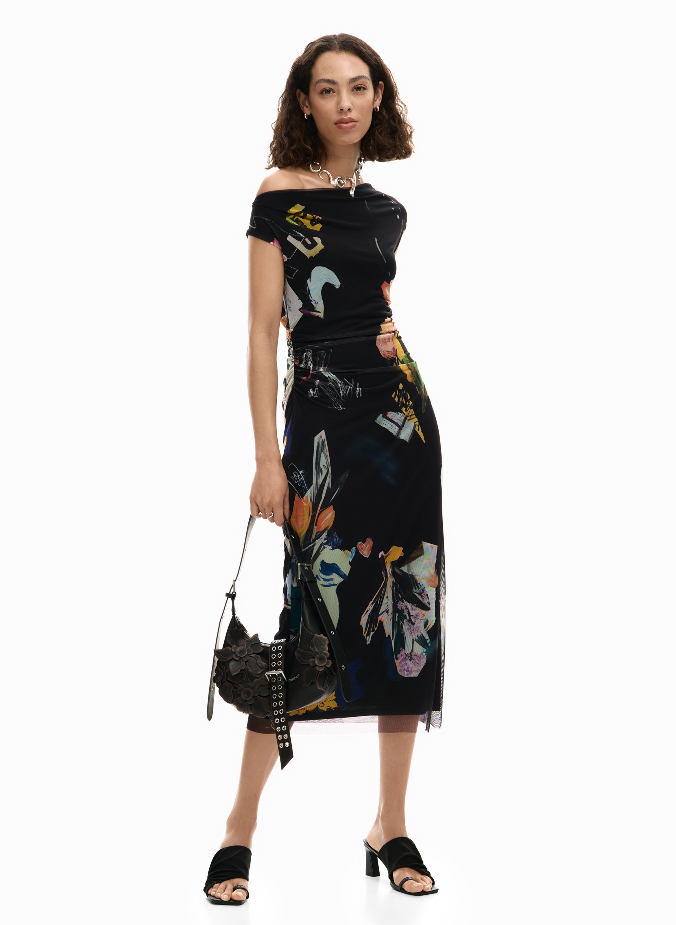 Midi Straight Collage Dress DESIGUAL Black