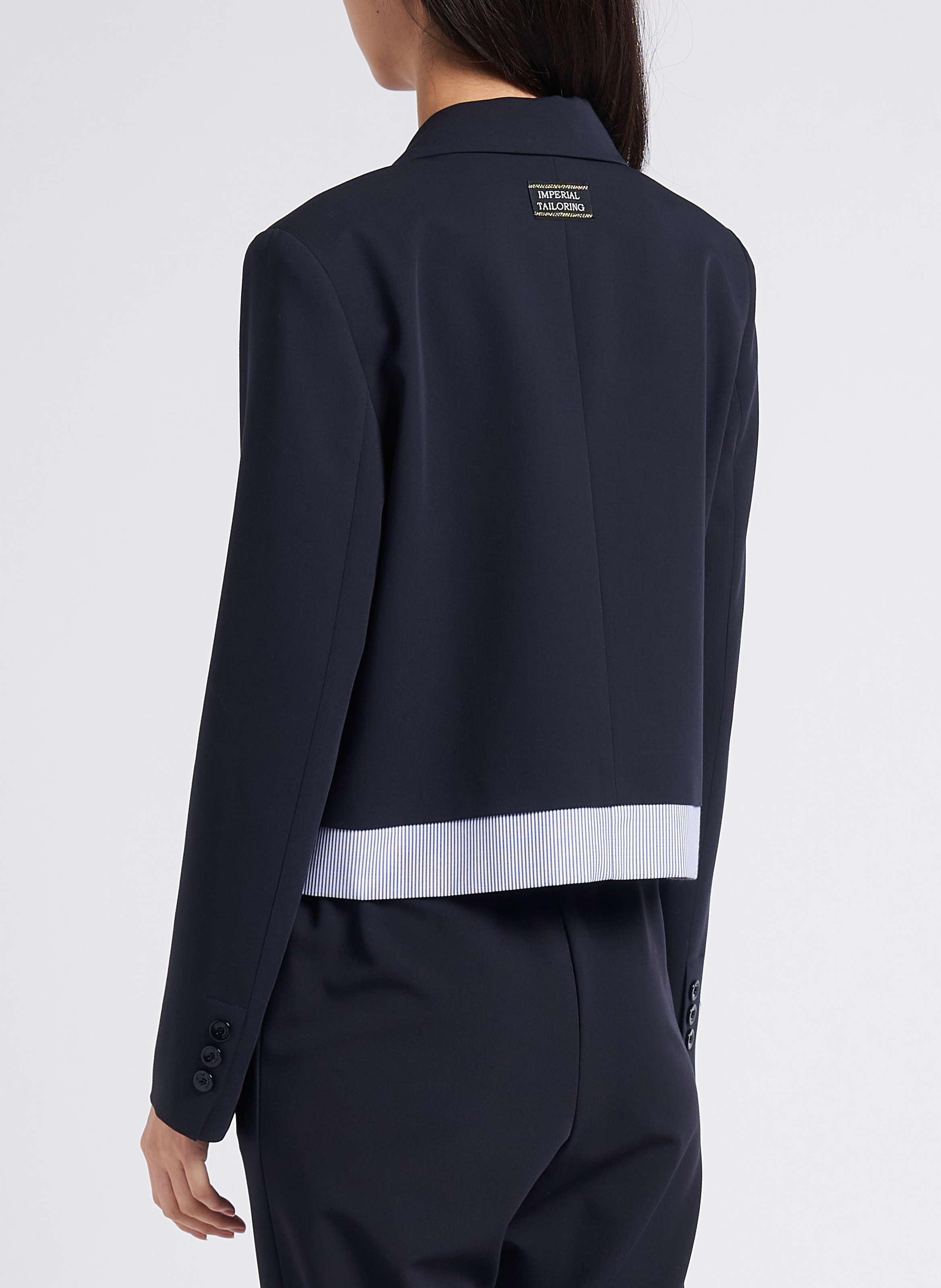 Cropped blazer met getailleerde kraag en gestreepte popeline IMPERIAL Blauw