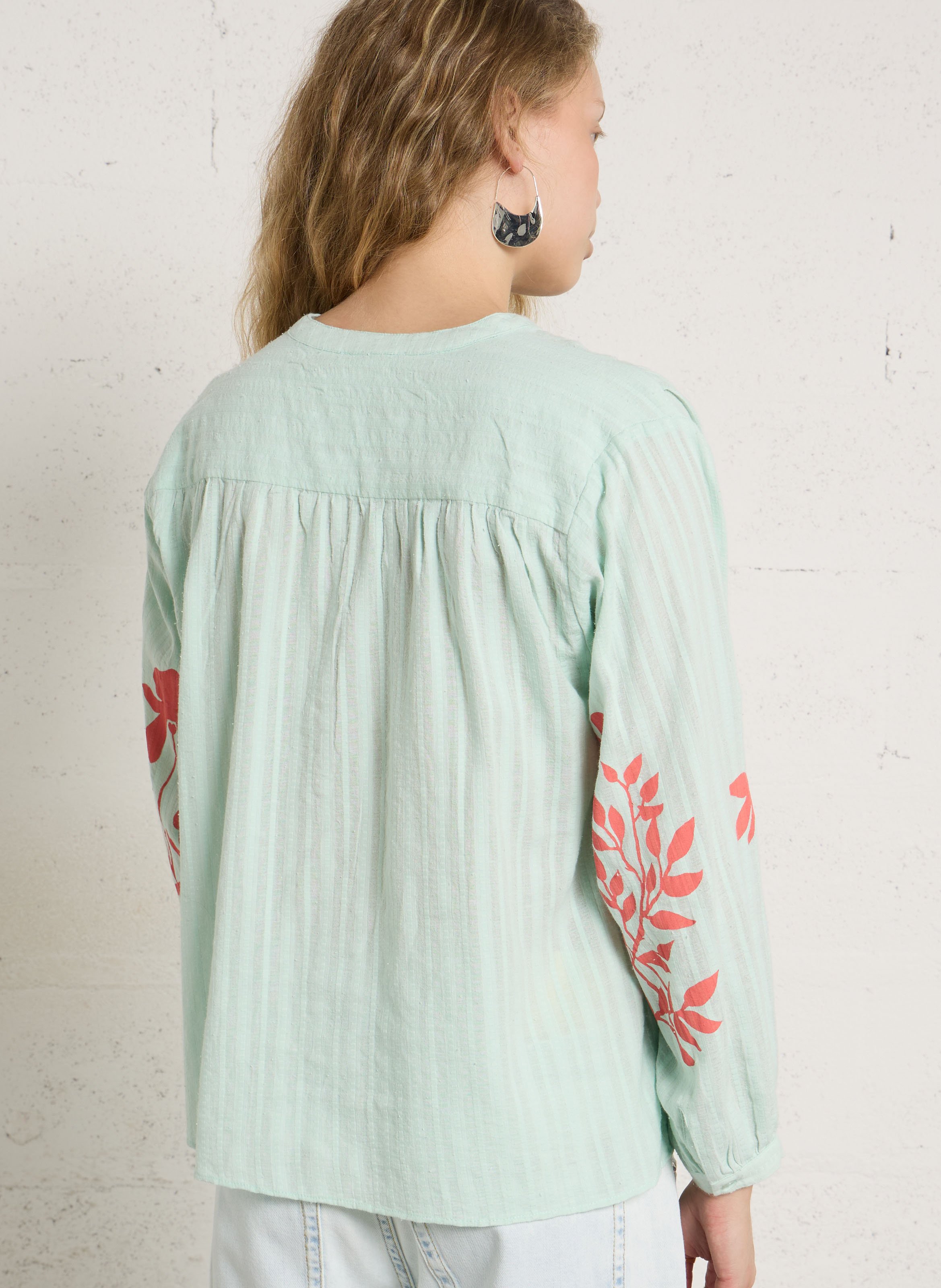 Loose-fit cotton henley blouse SUD EXPRESS Blue