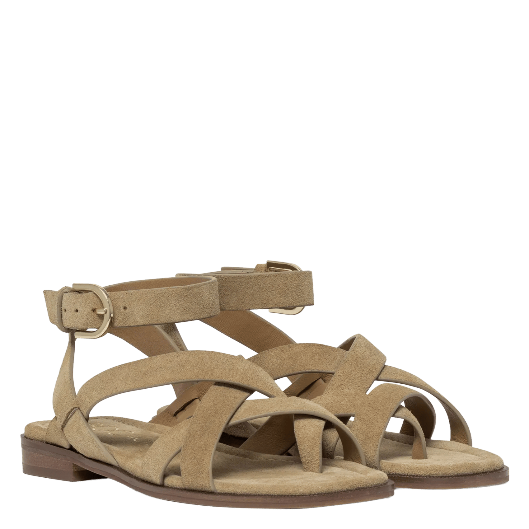 Aouda flat leather sandals BOCAGE Beige