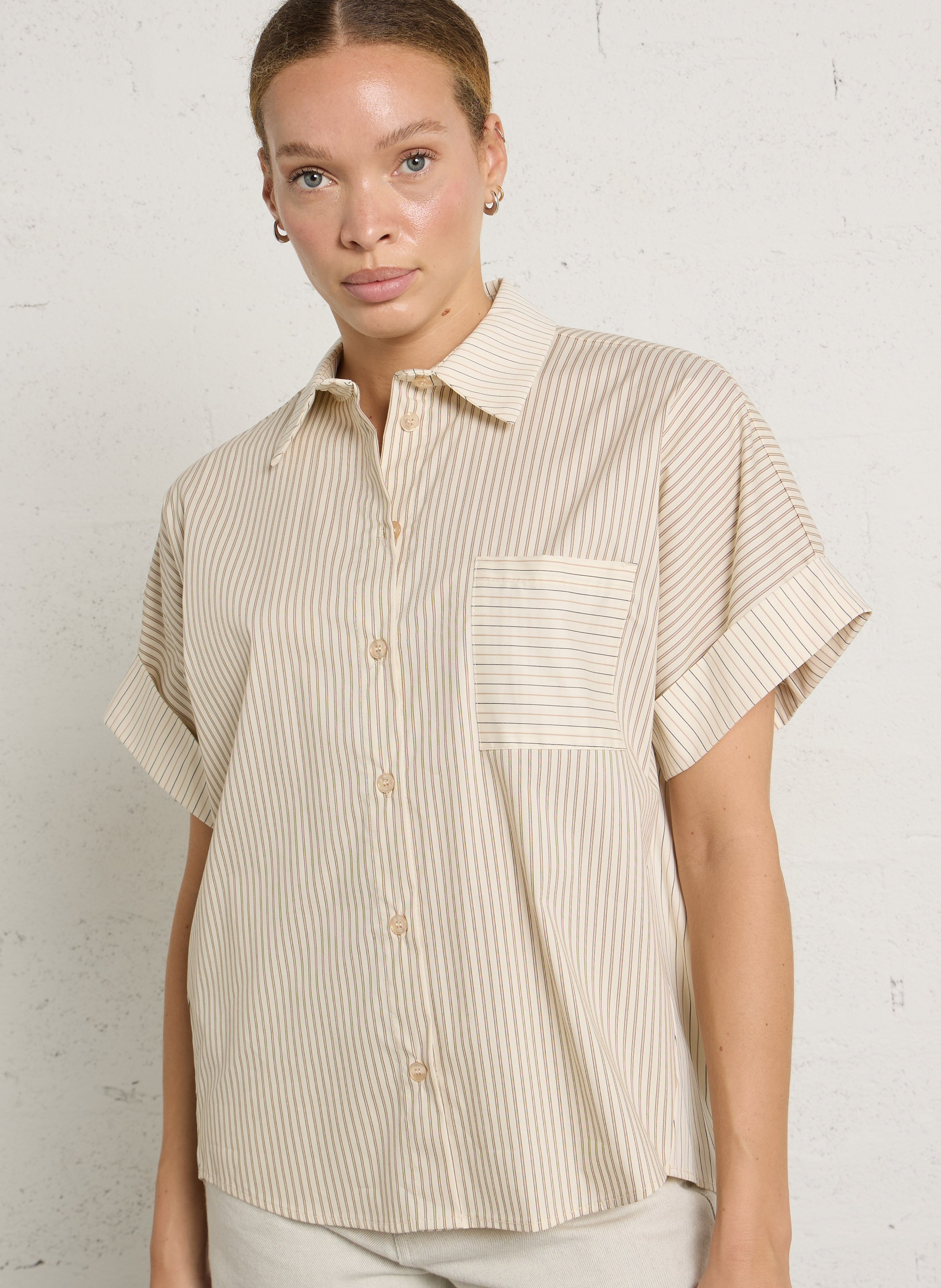 Getailleerd overhemd van gemengd katoen IMPERIAL Beige