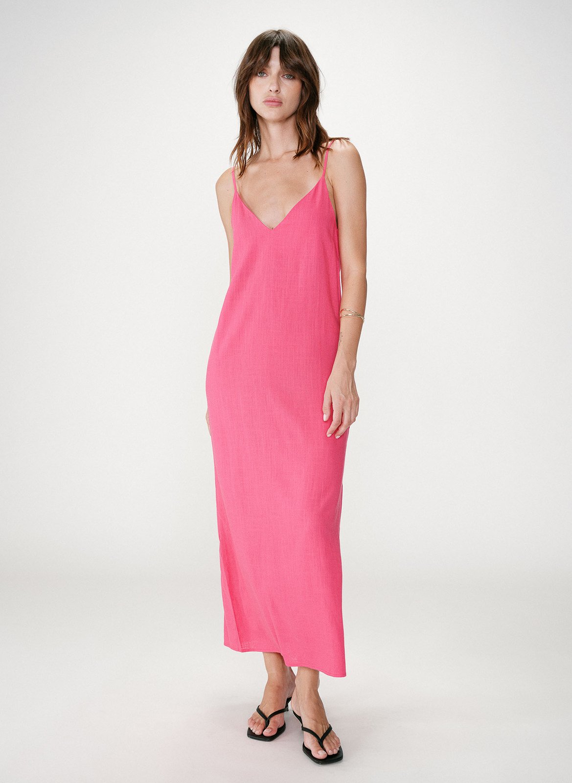 Lange jurk met V-hals GRACE ET MILA Roze