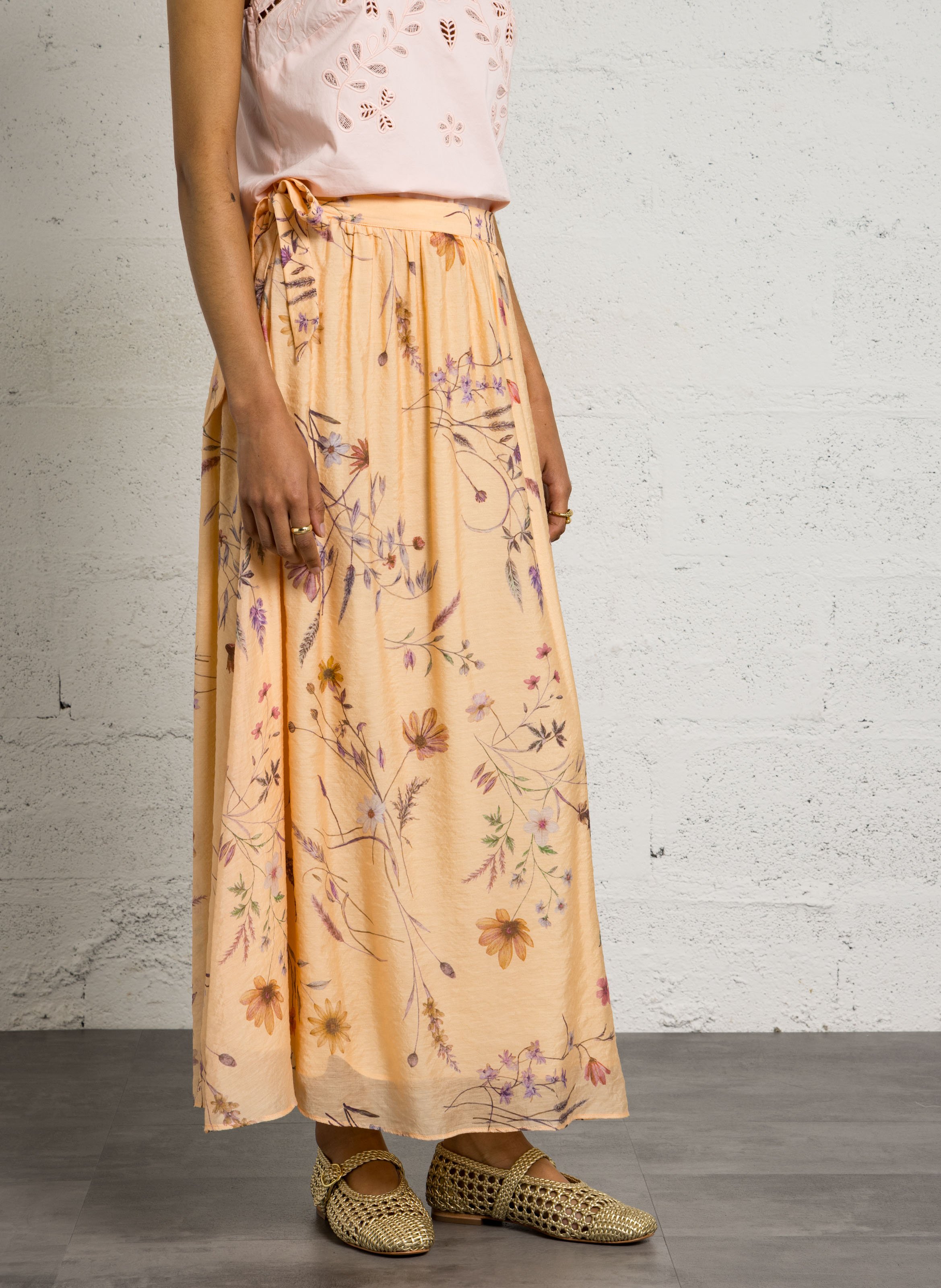 Jupe midi évasée à motifs BERENICE Multicolore