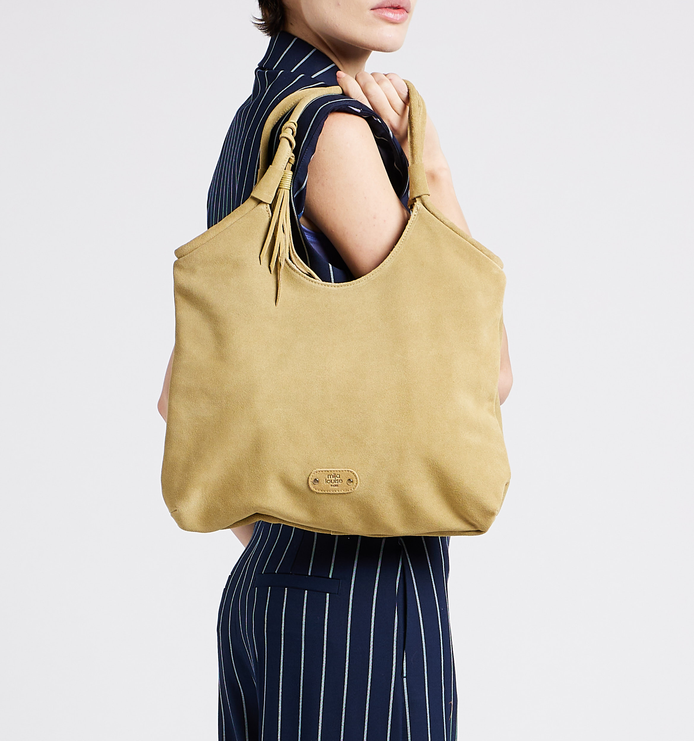 Sac shopping en cuir velours MILA LOUISE Multicolore