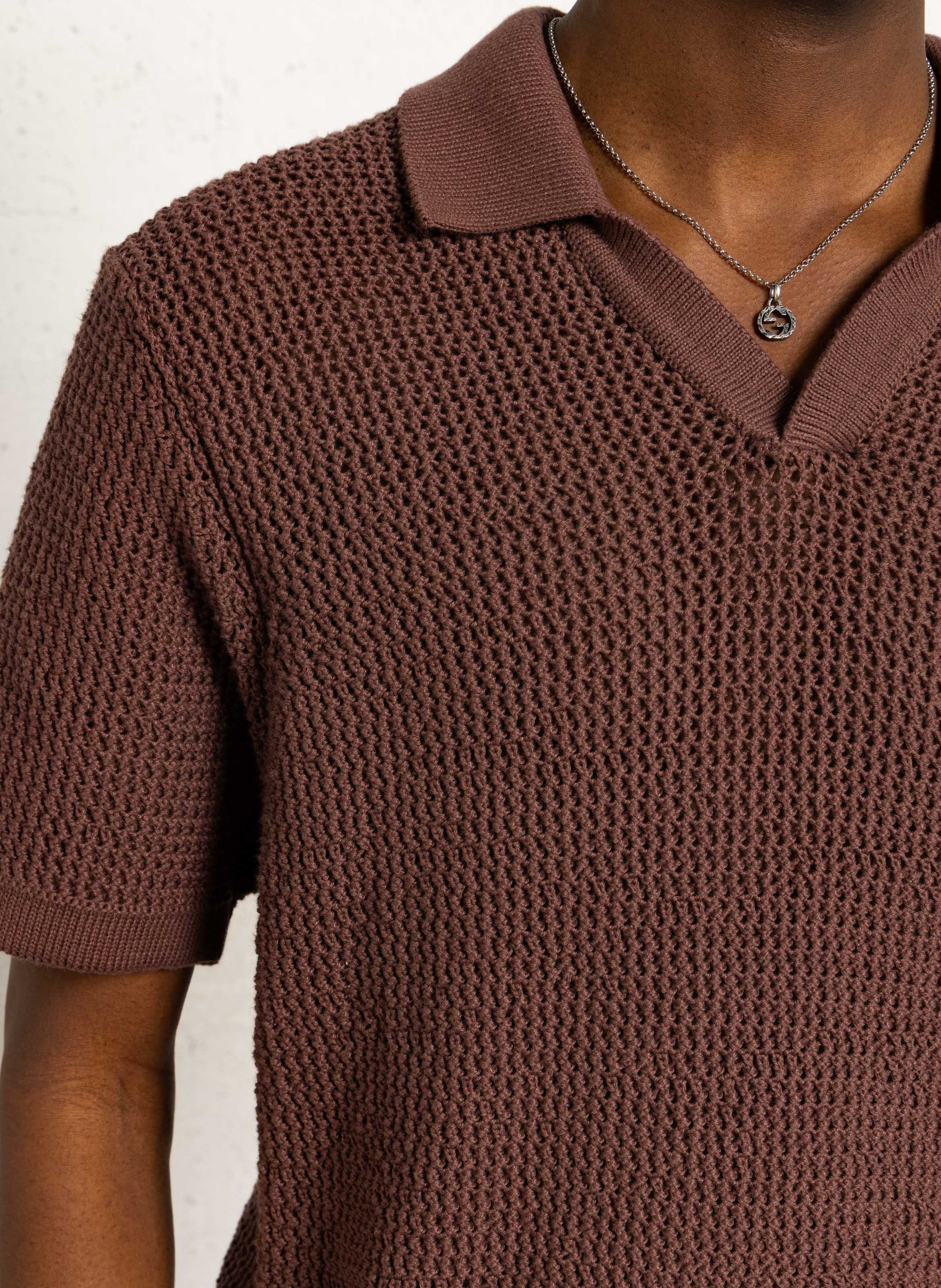 Gerade geschnittenes Poloshirt aus Baumwoll-Mix IKKS Braun