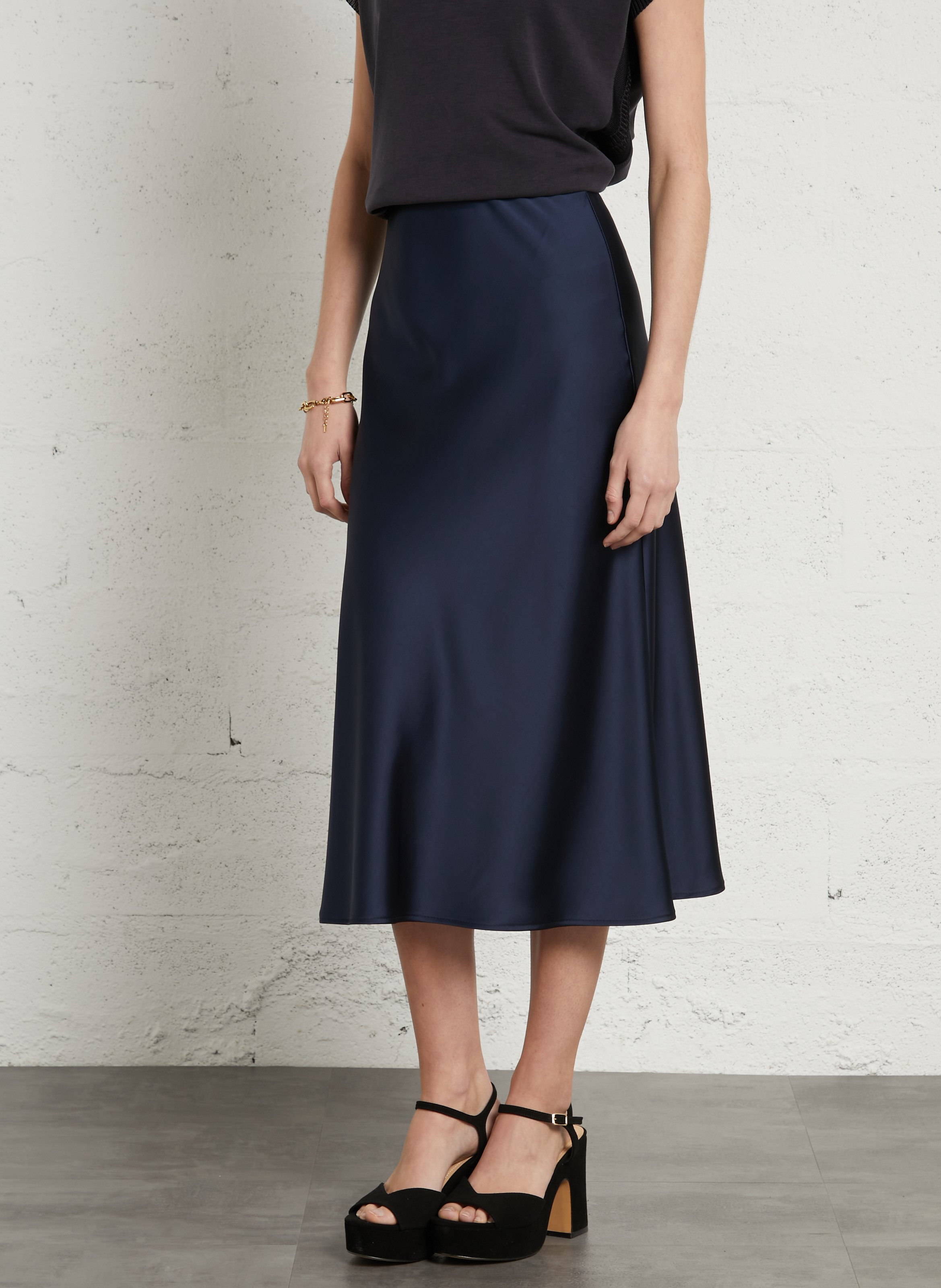 Long satin-effect skirt IMPERIAL Blue