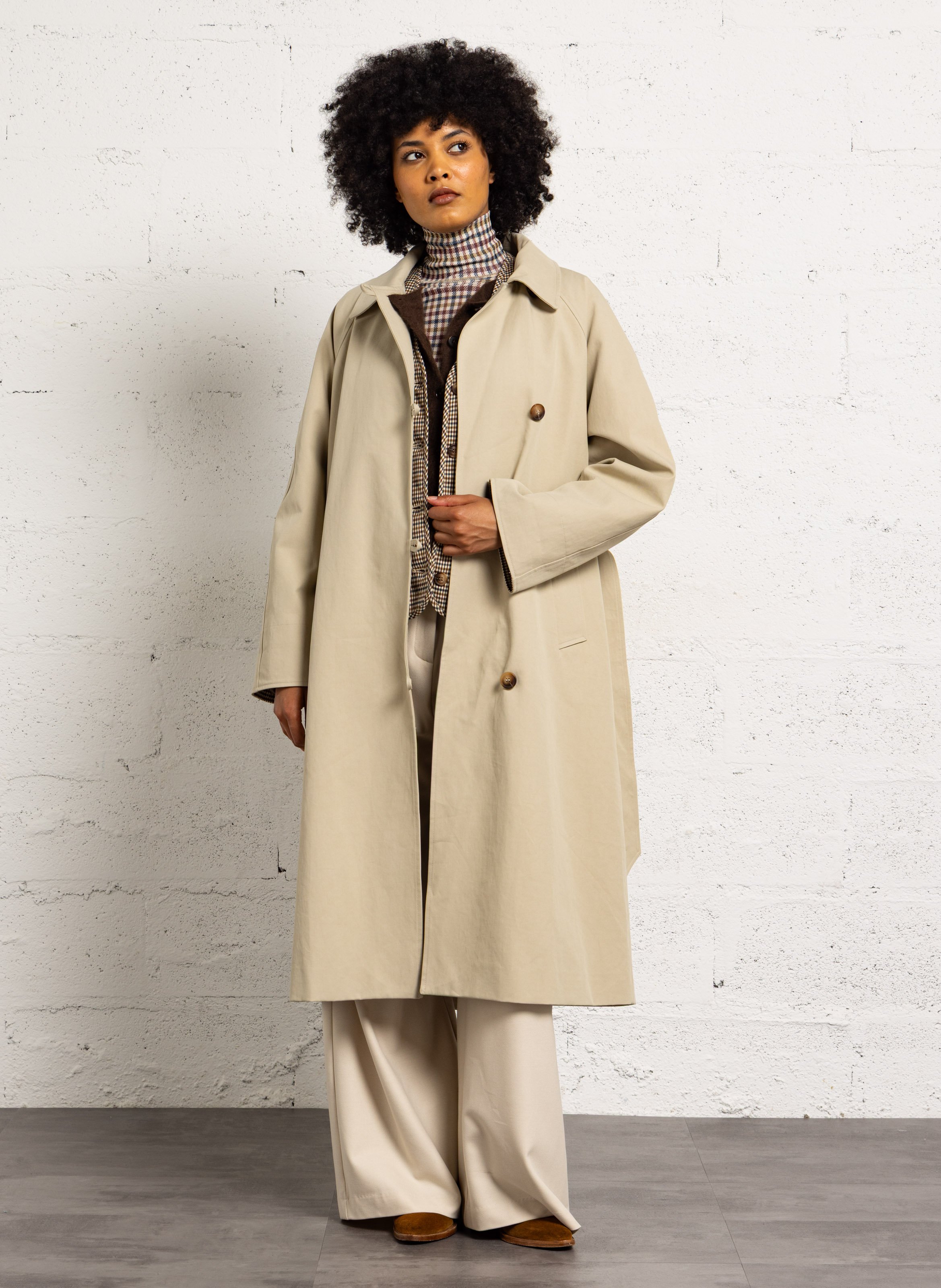 Trench en coton col classique SUNCOO Beige