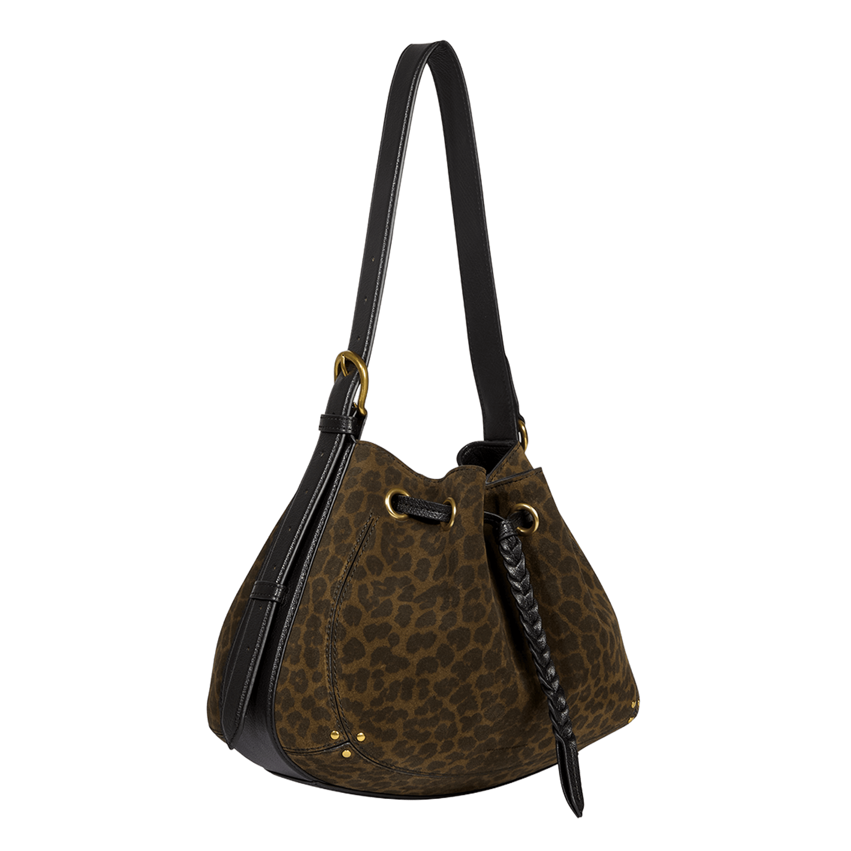 Strukturierte Ledereimer-Tasche JEROME DREYFUSS Khaki
