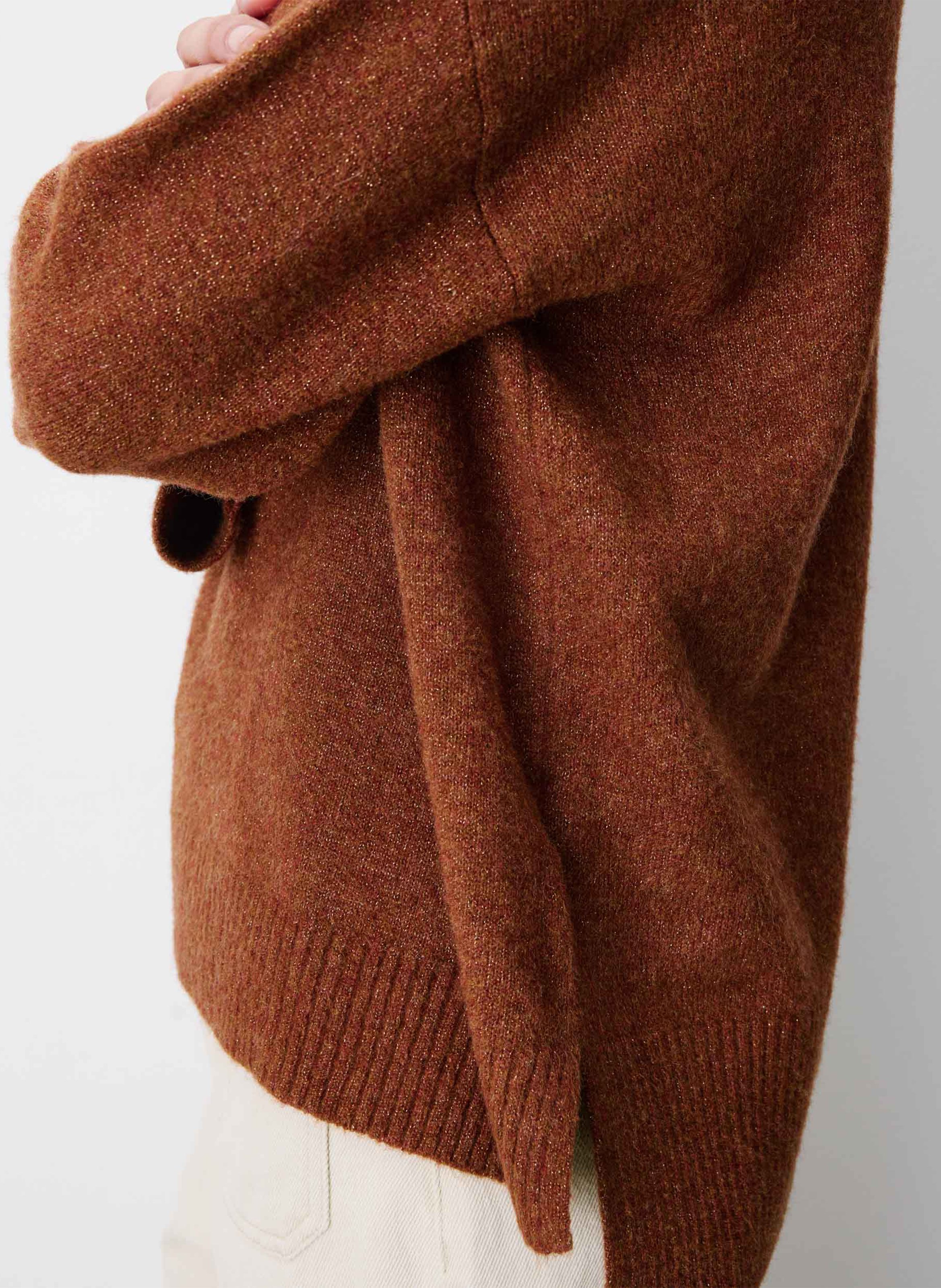 Oversized gebreide trui met V-hals GRACE ET MILA Bruin