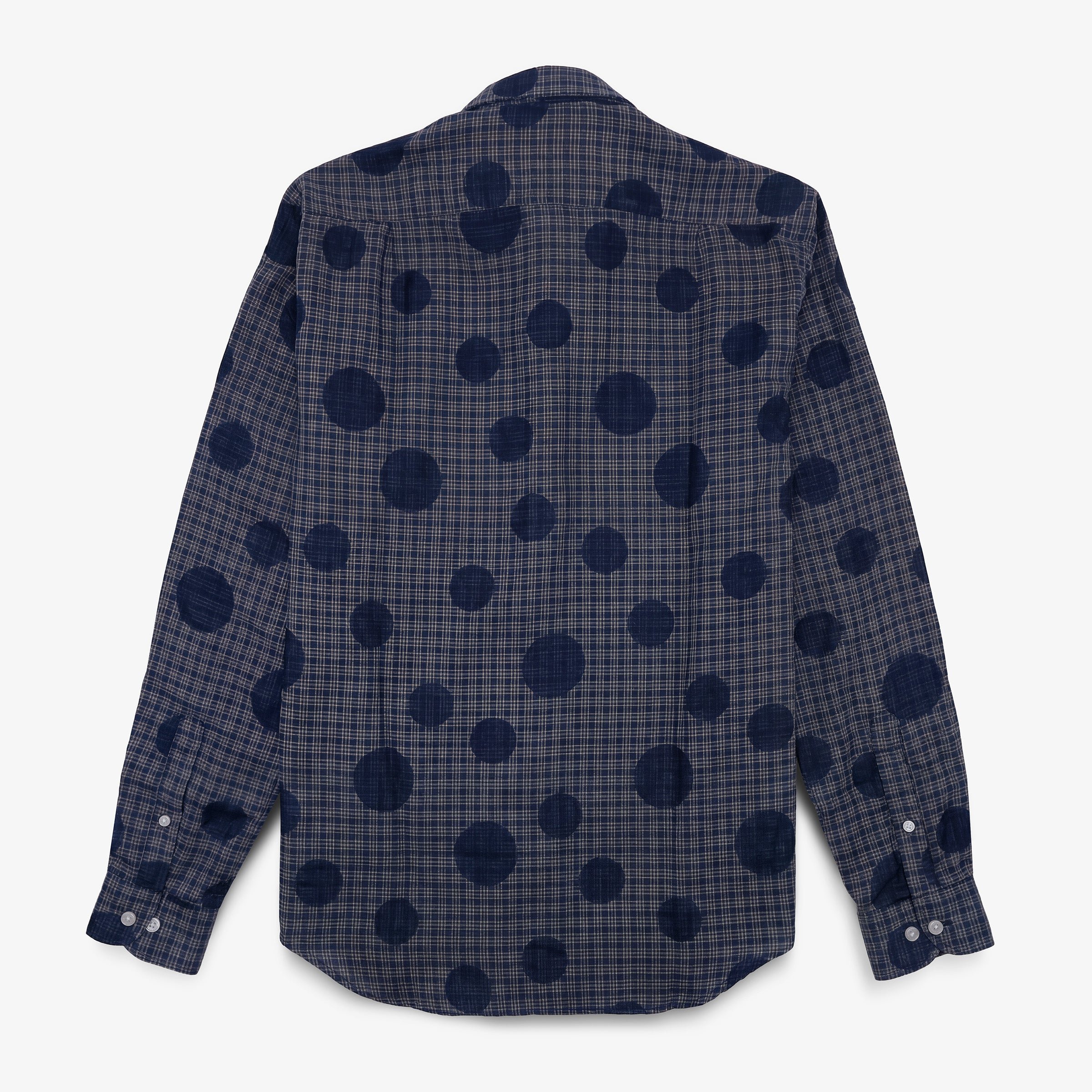 Blue checkered and polka dot long-sleeve shirt SERGE BLANCO Blue