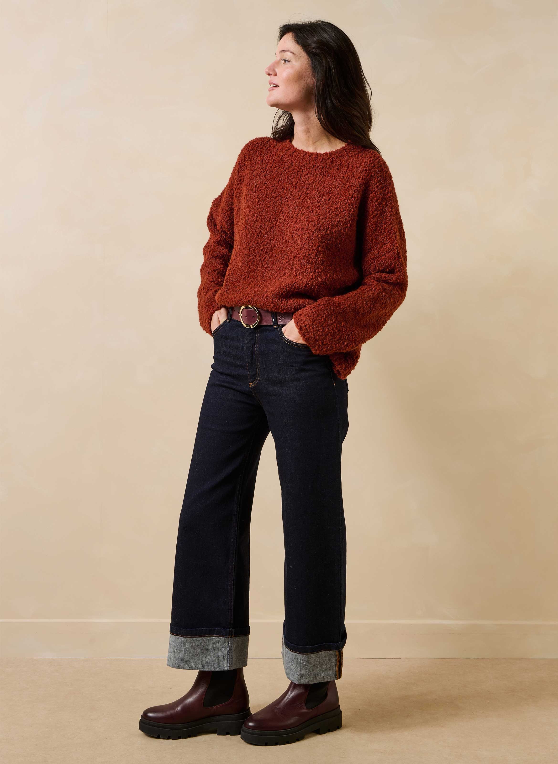 Pull oversize en laine mélangé LA FEE MARABOUTEE Marron