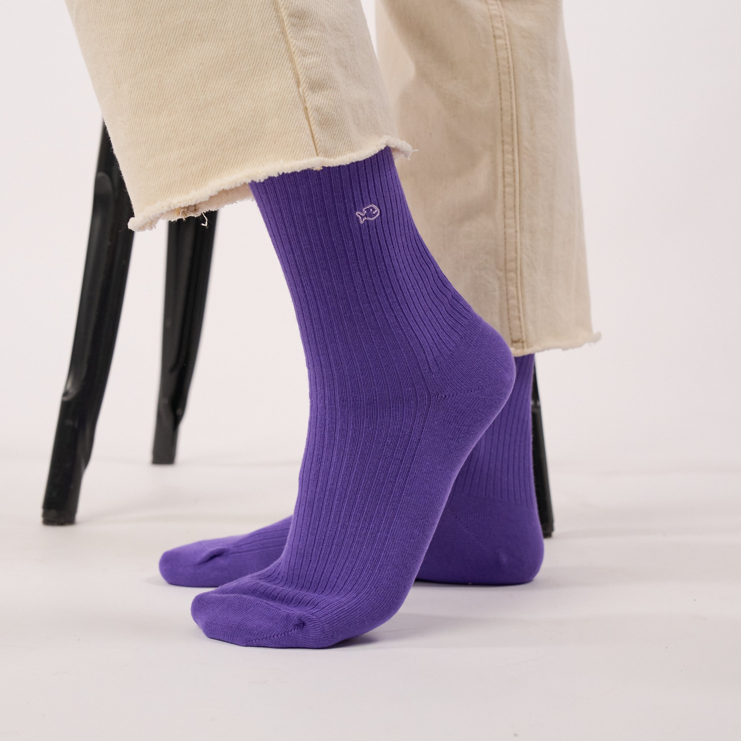 Ribbed Solid Combed Cotton Socks BILLYBELT Purple
