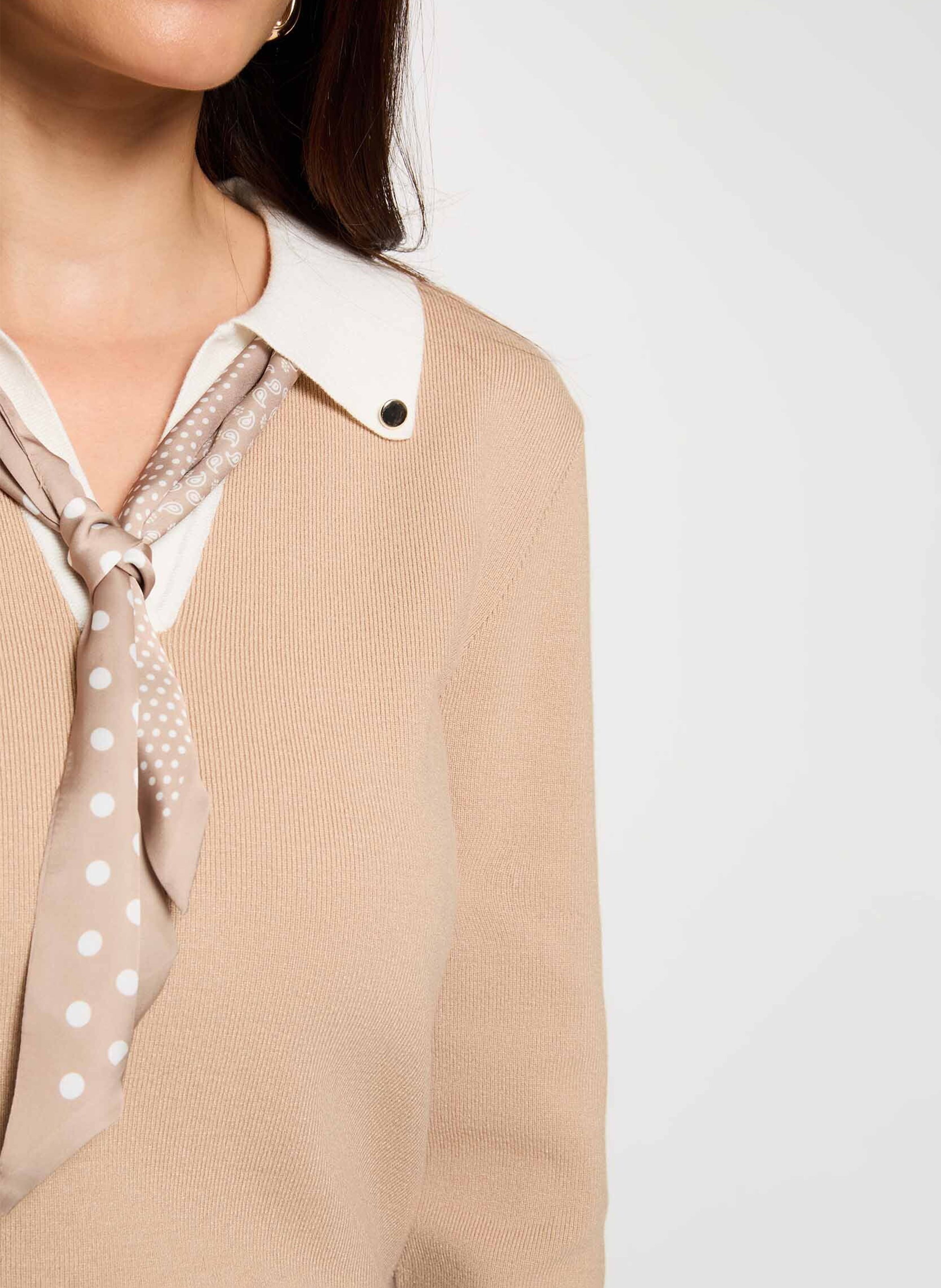 Pull col polo MORGAN Beige