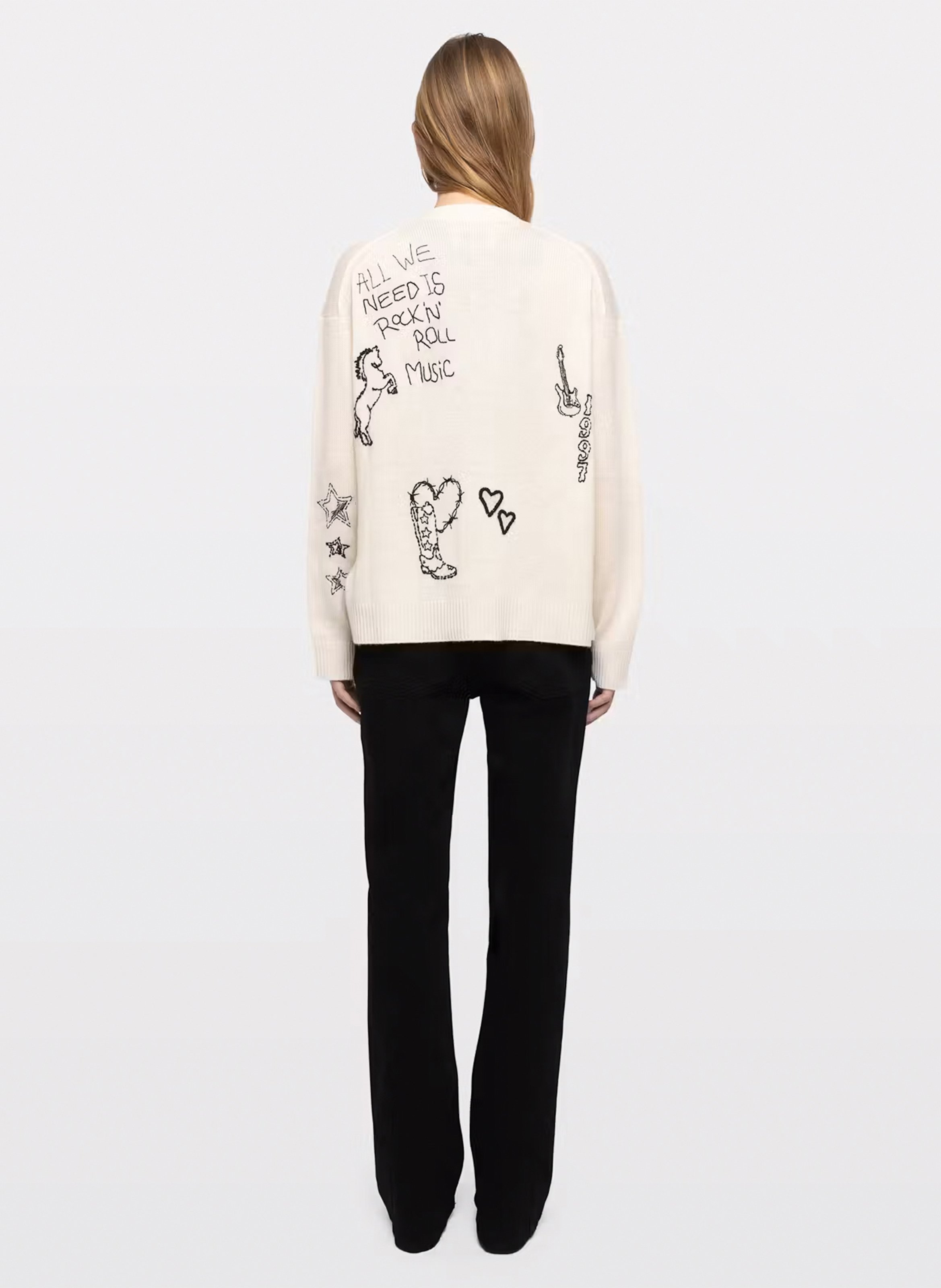 Weit geschnittener Cardigan mit bestickten Cashmere-Mustern. ZADIG&VOLTAIRE Beige
