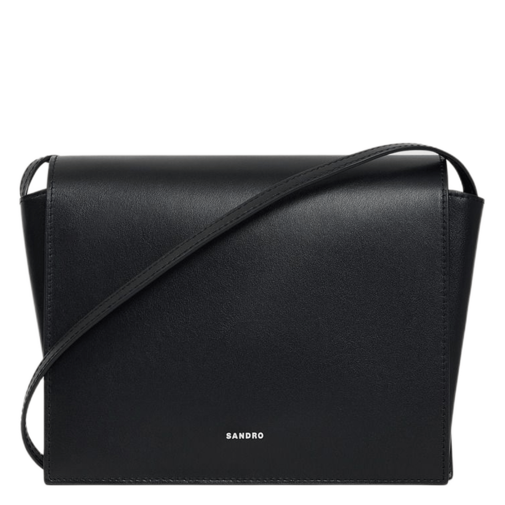 Sac bandoulière à rabat en cuir SANDRO Noir