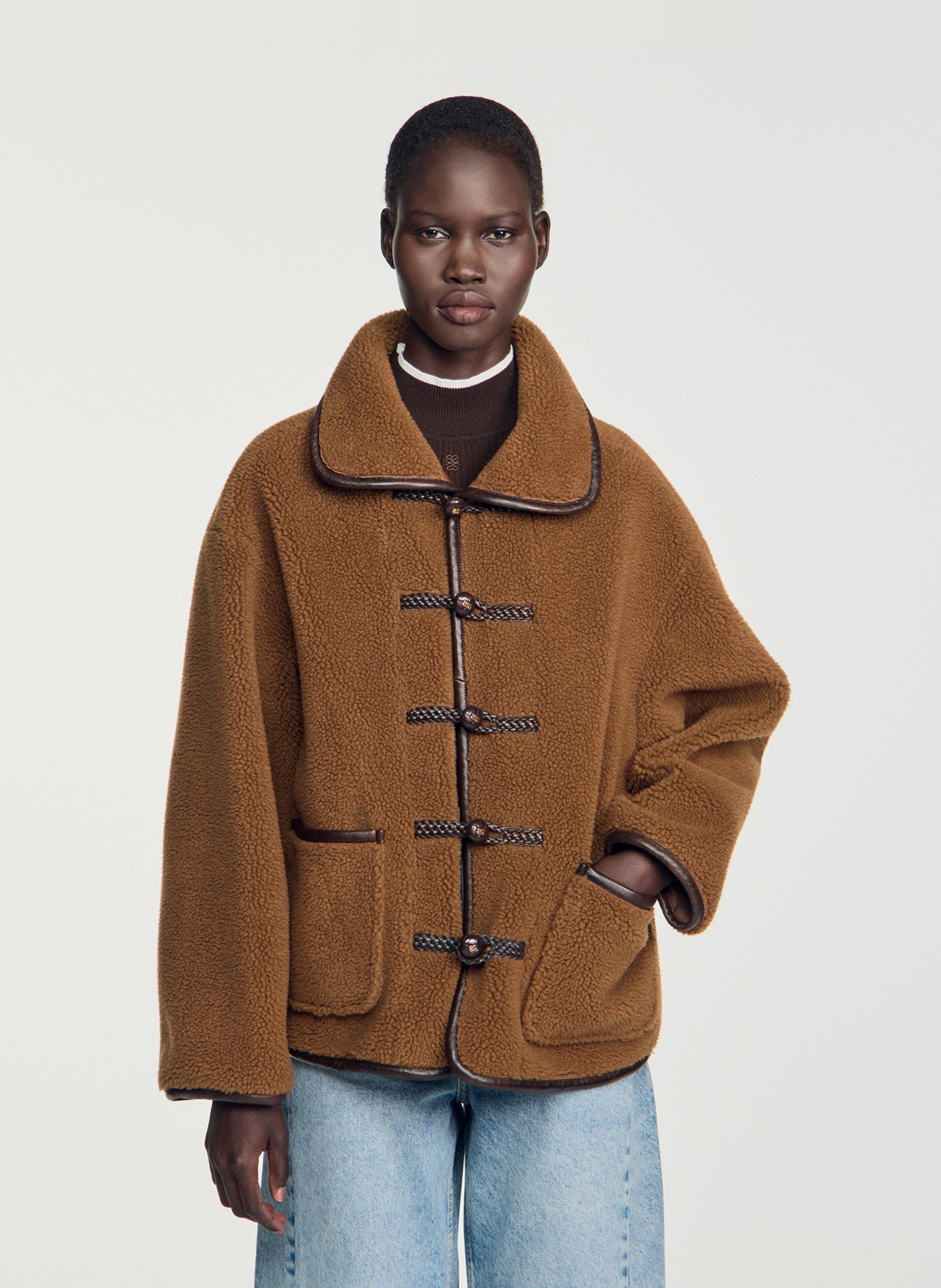 Manteau ample en fausse fourrure SANDRO Marron