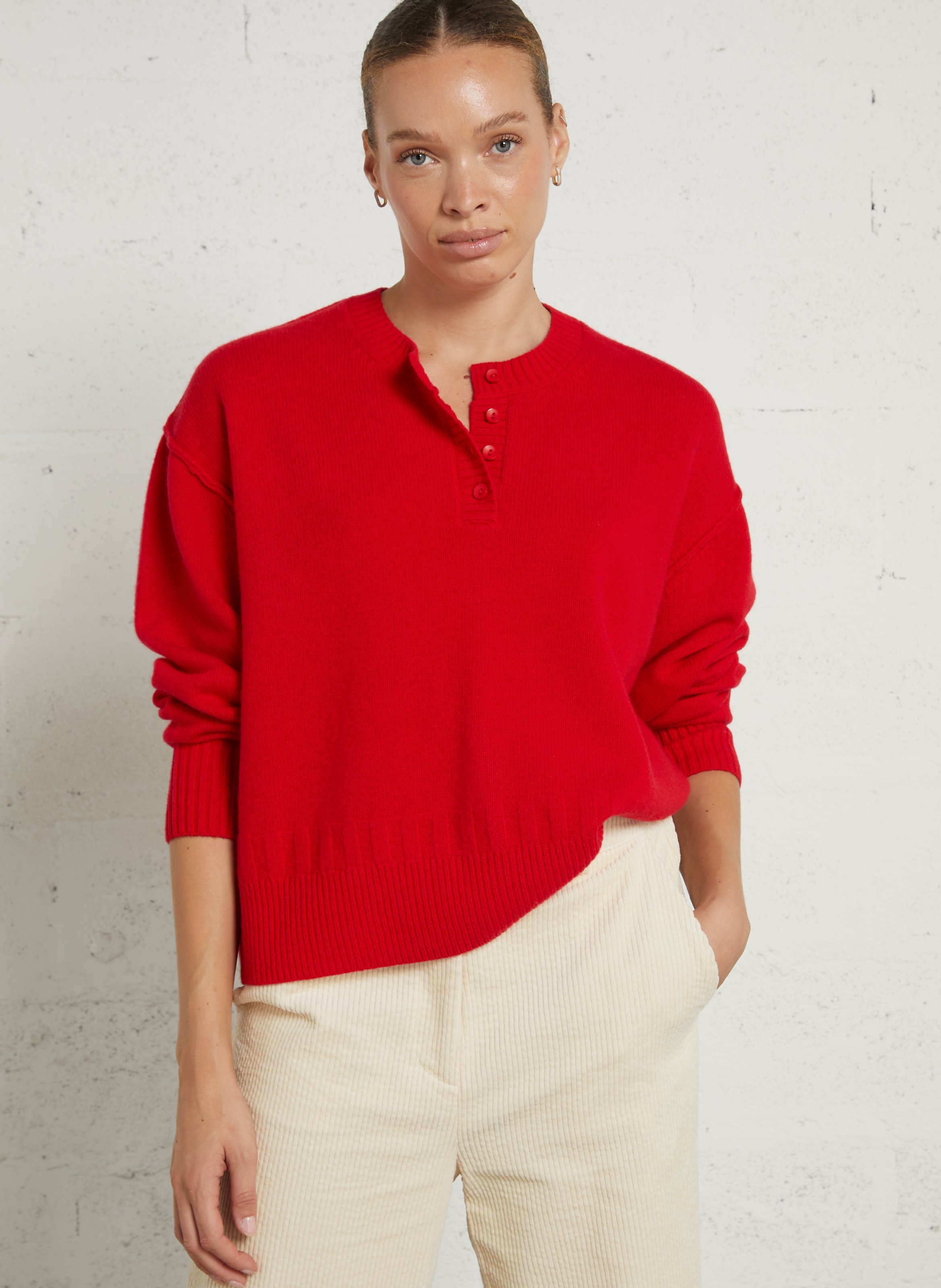 Pull col rond en laine BELLA JONES Rouge