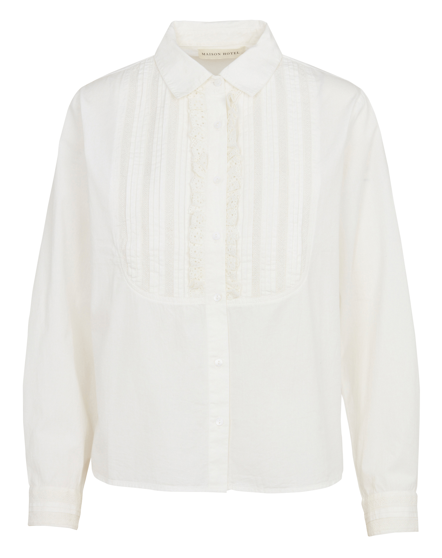 Chemise à broderies en coton MAISON HOTEL Blanc
