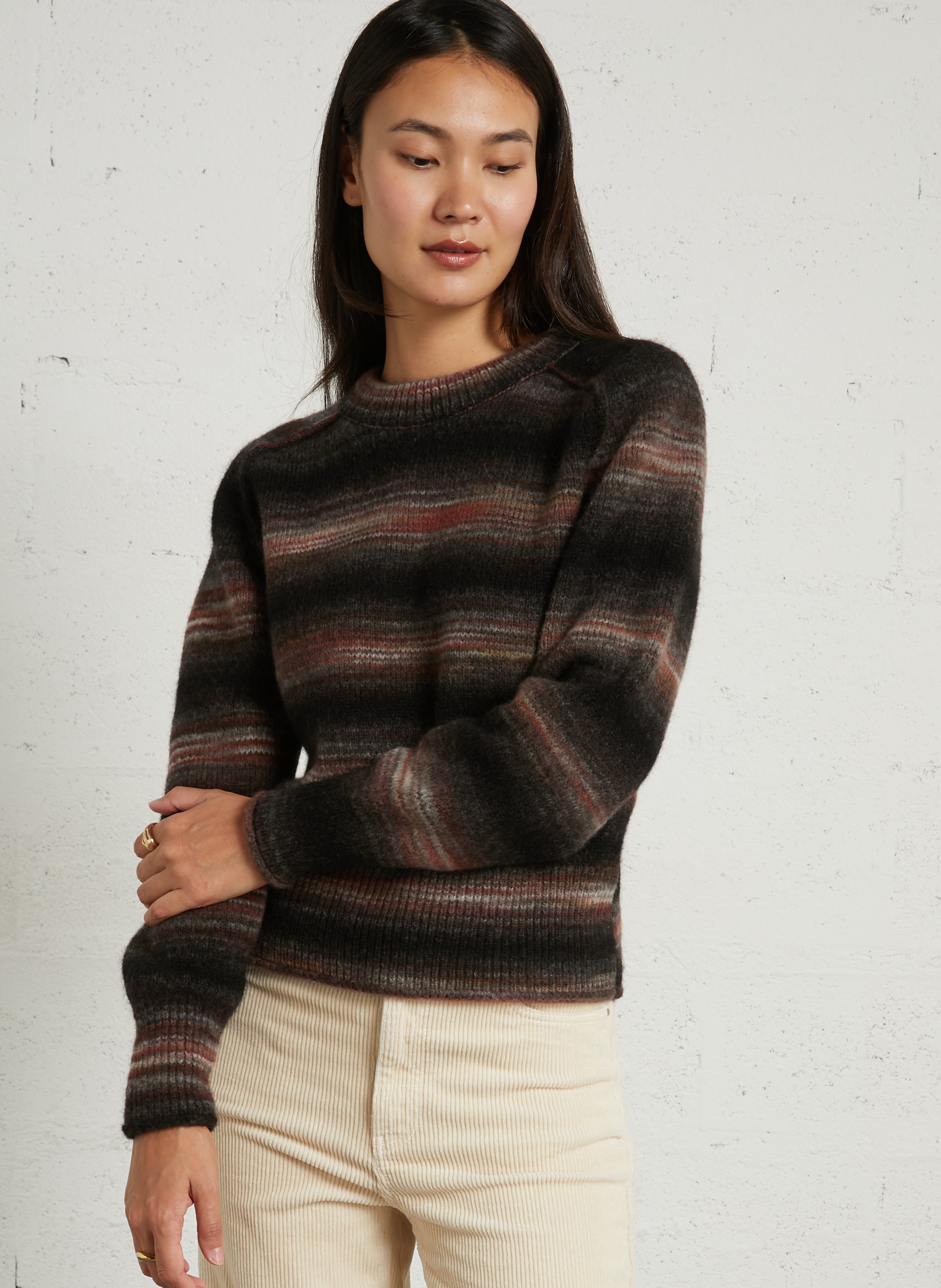 Gerade geschnittener Wollmix-Pullover LEON & HARPER Braun