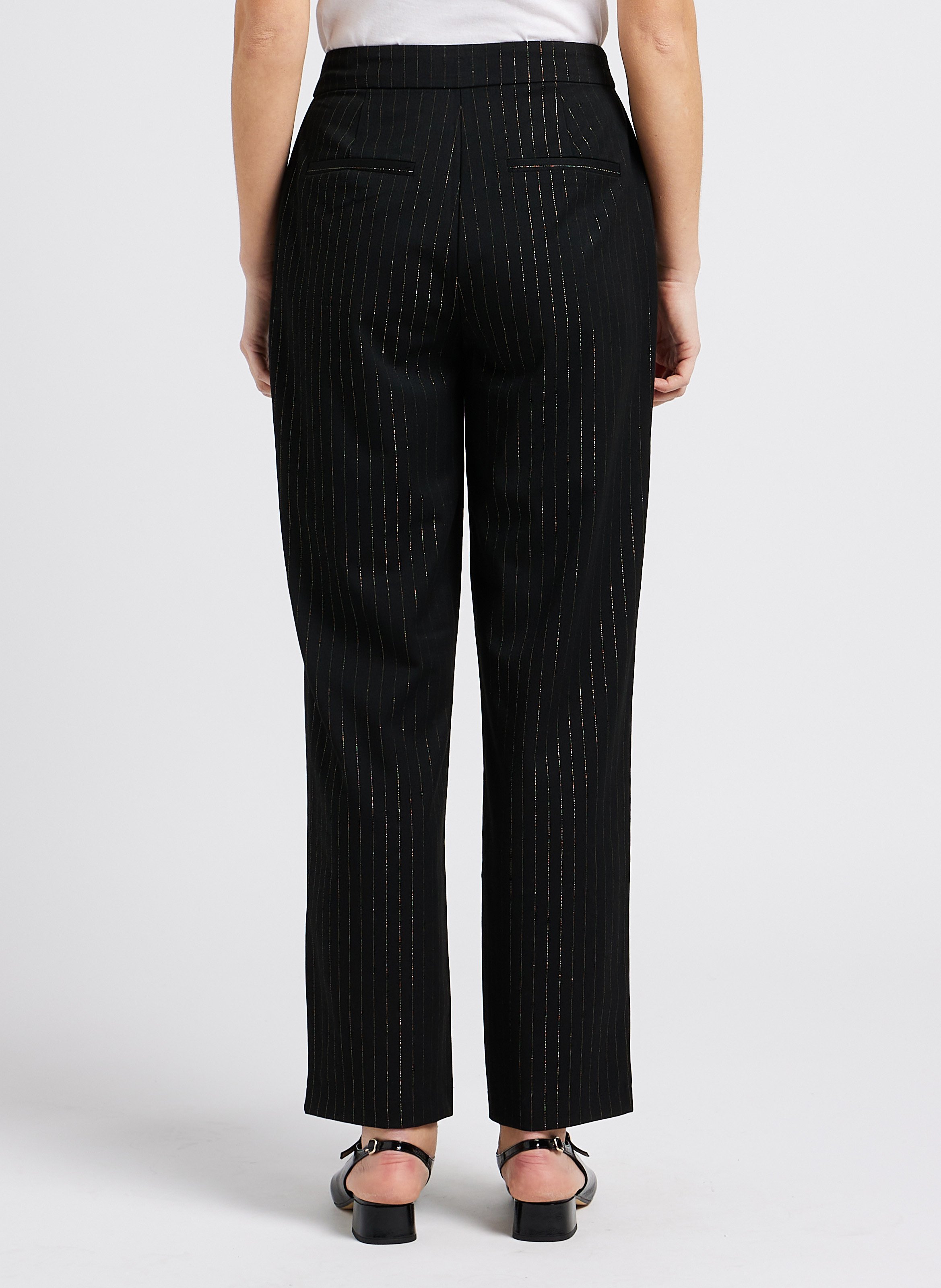 Rechte, gestreepte bandplooibroek VILA Zwart