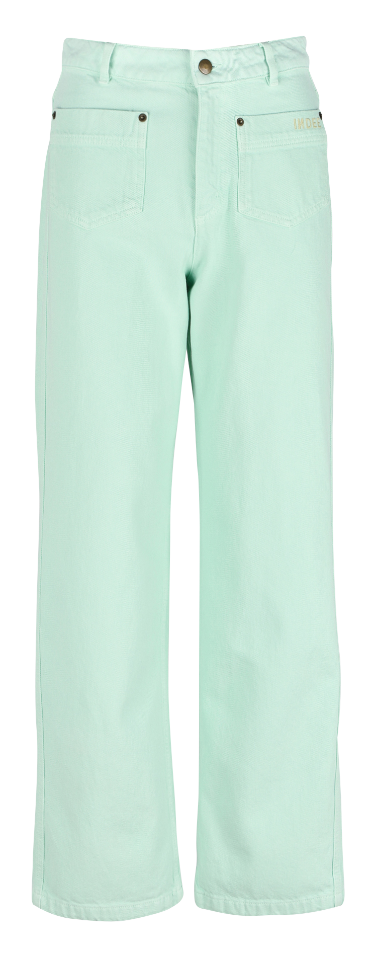Cotton straight-cut embroidered jeans INDEE Green