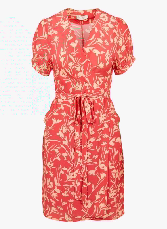 Robe Courte Portefeuille Imprim Feuillage Rouge See U Soon