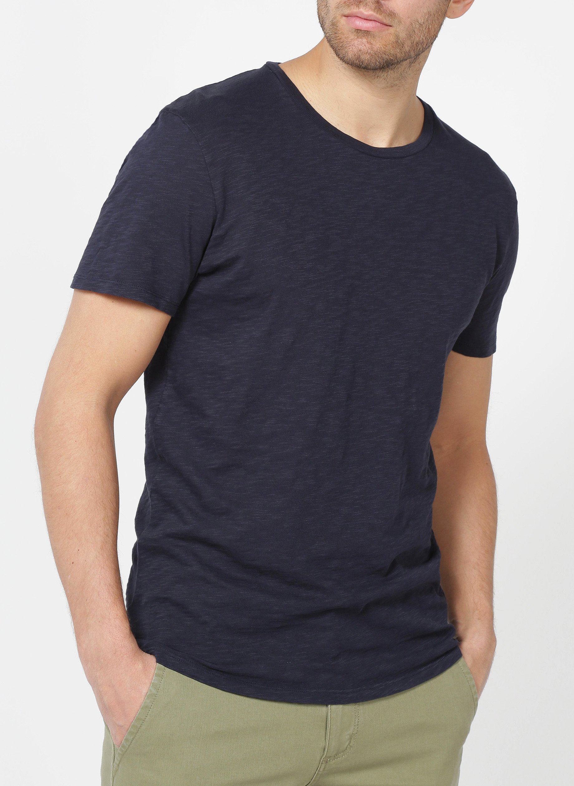 Tee-shirt regular-fit à col rond en coton AMERICAN VINTAGE Bleu