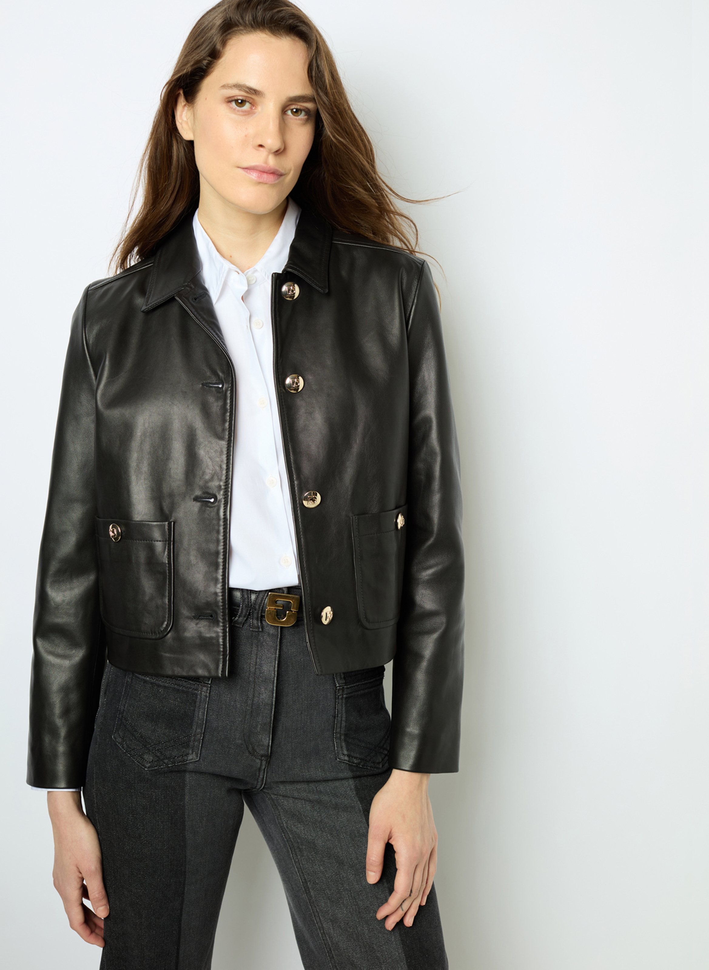 Black lambskin leather jacket hotsell