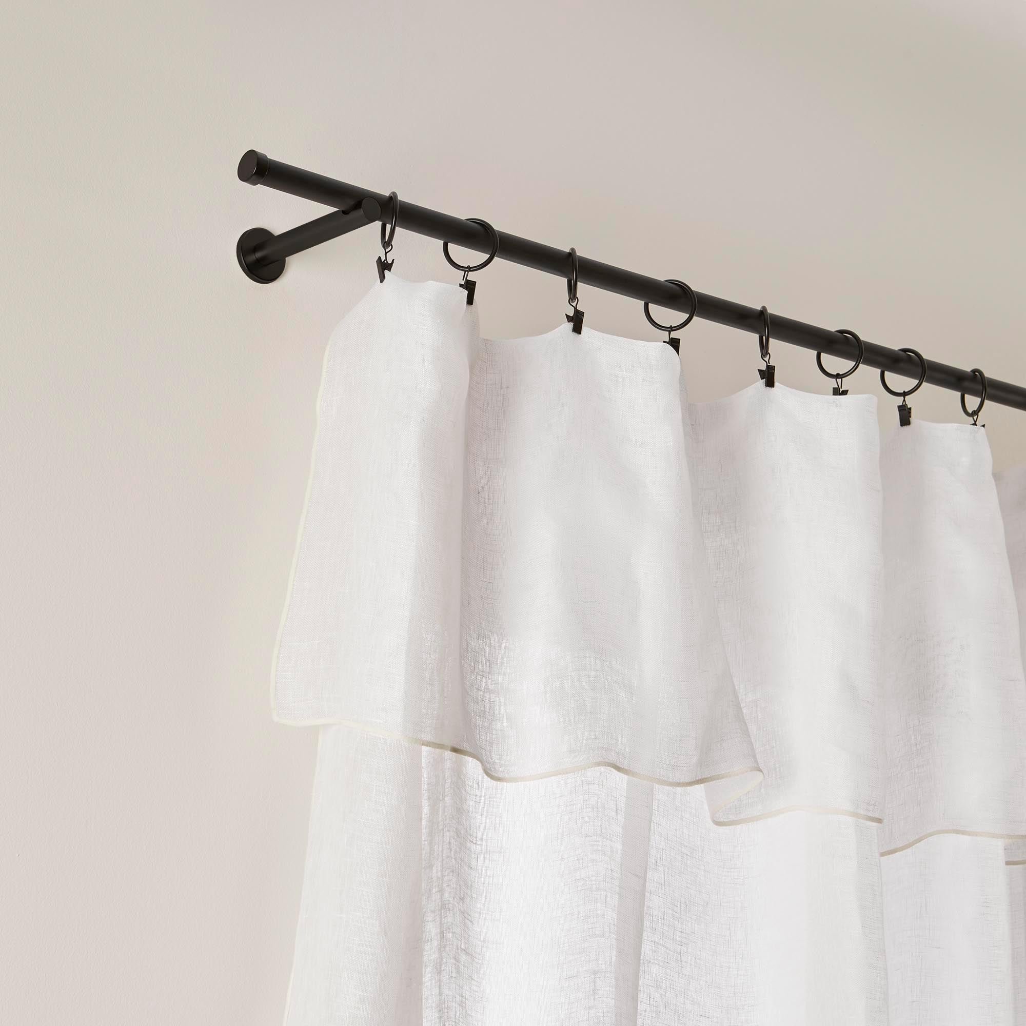 SHADOW - Linen panel net curtain MADURA White