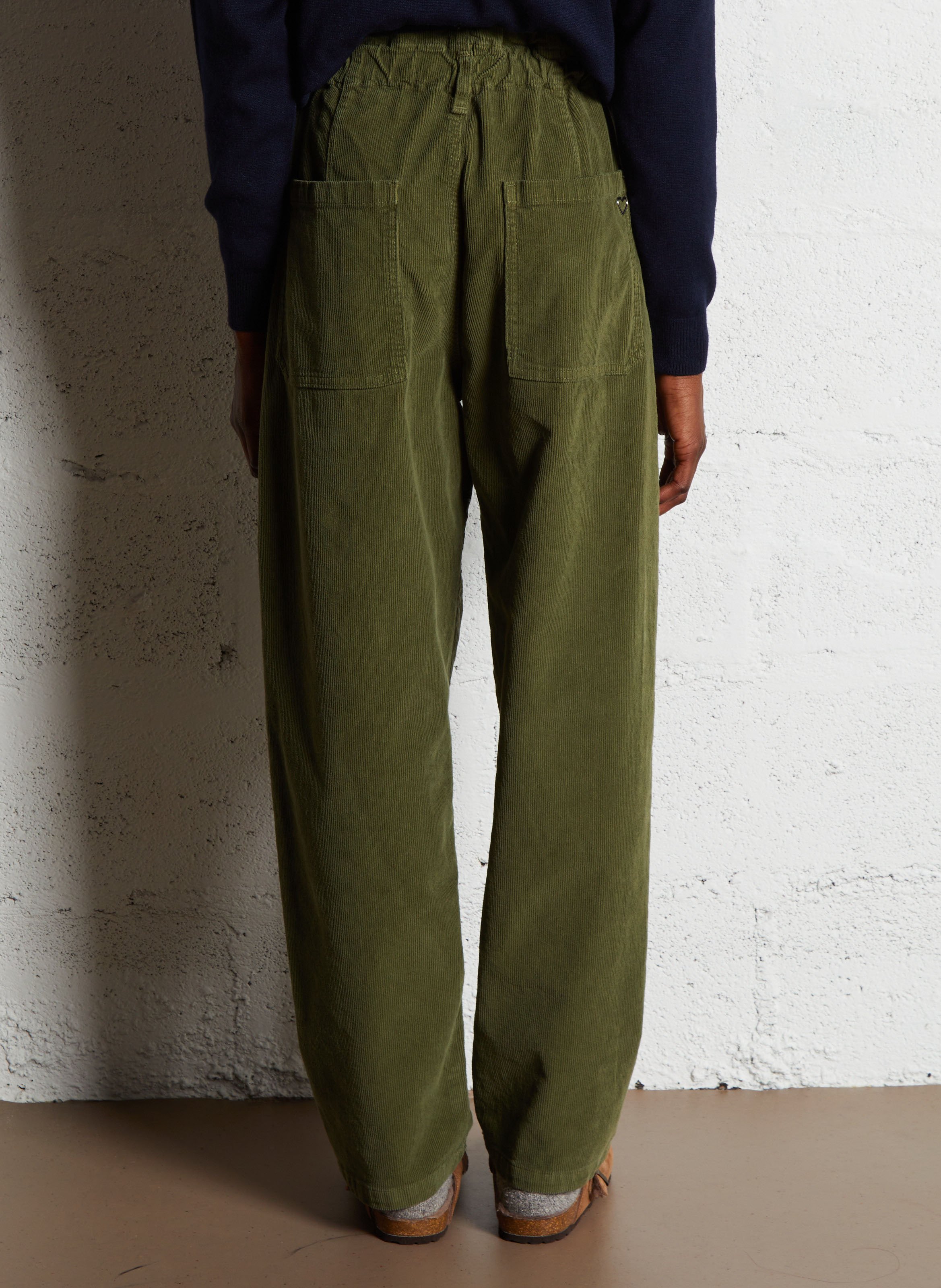 High-waisted straight cotton-blend pants PLEASE White