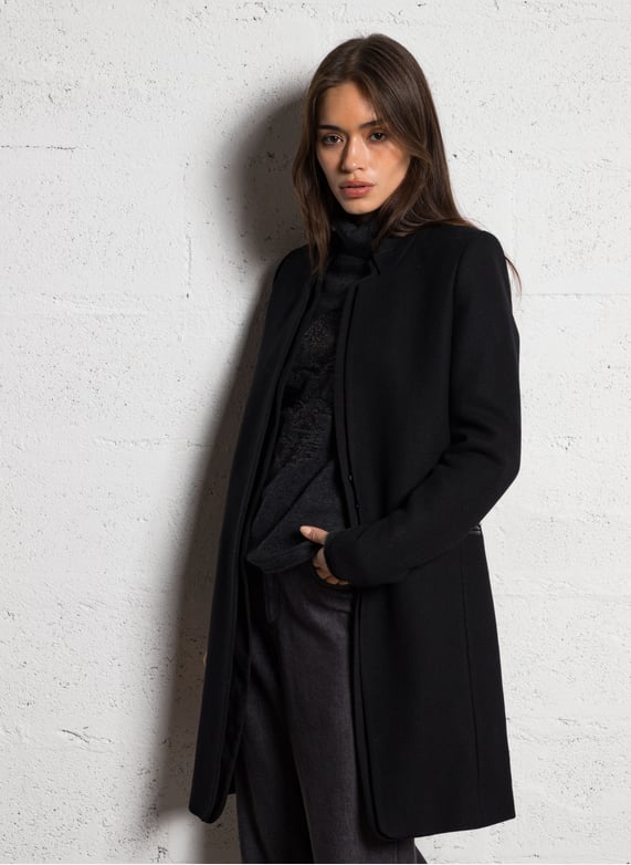 Manteau Droit 100 Laine Femme Manteau Noir En Laine Manteau En