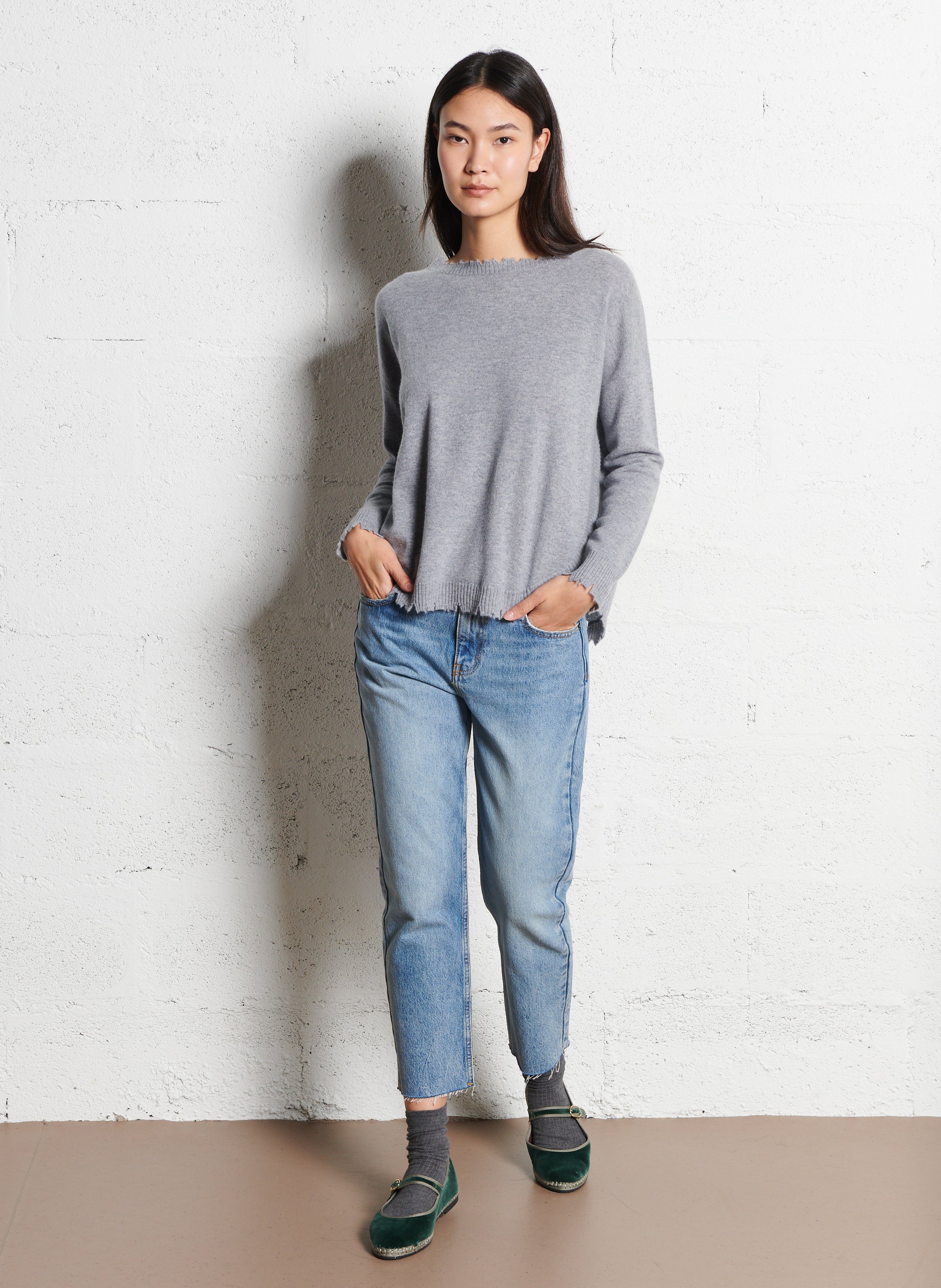 Oversized, gebreide trui van kasjmier KUJTEN Grijs