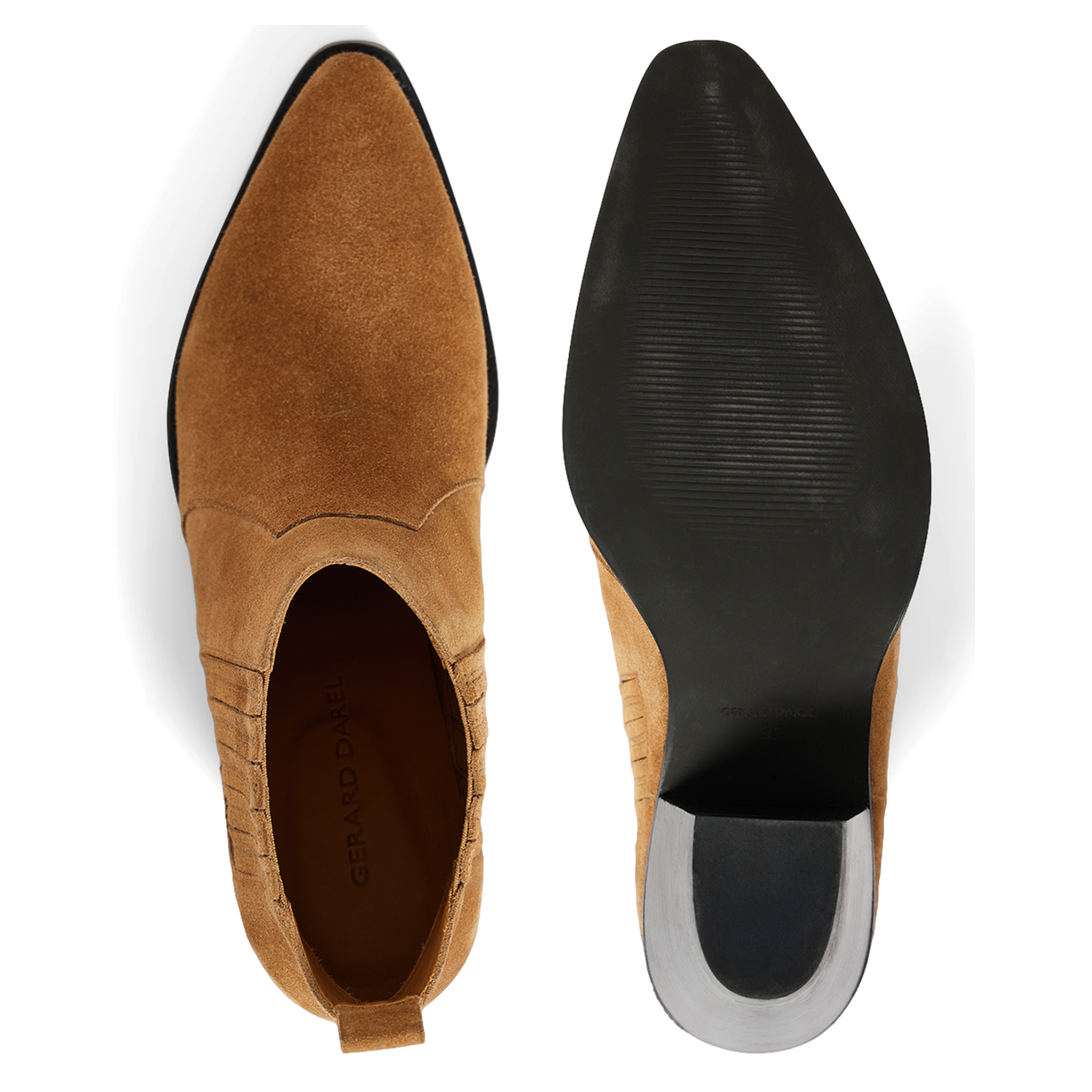 Boots à talon en cuir velours GERARD DAREL Marron