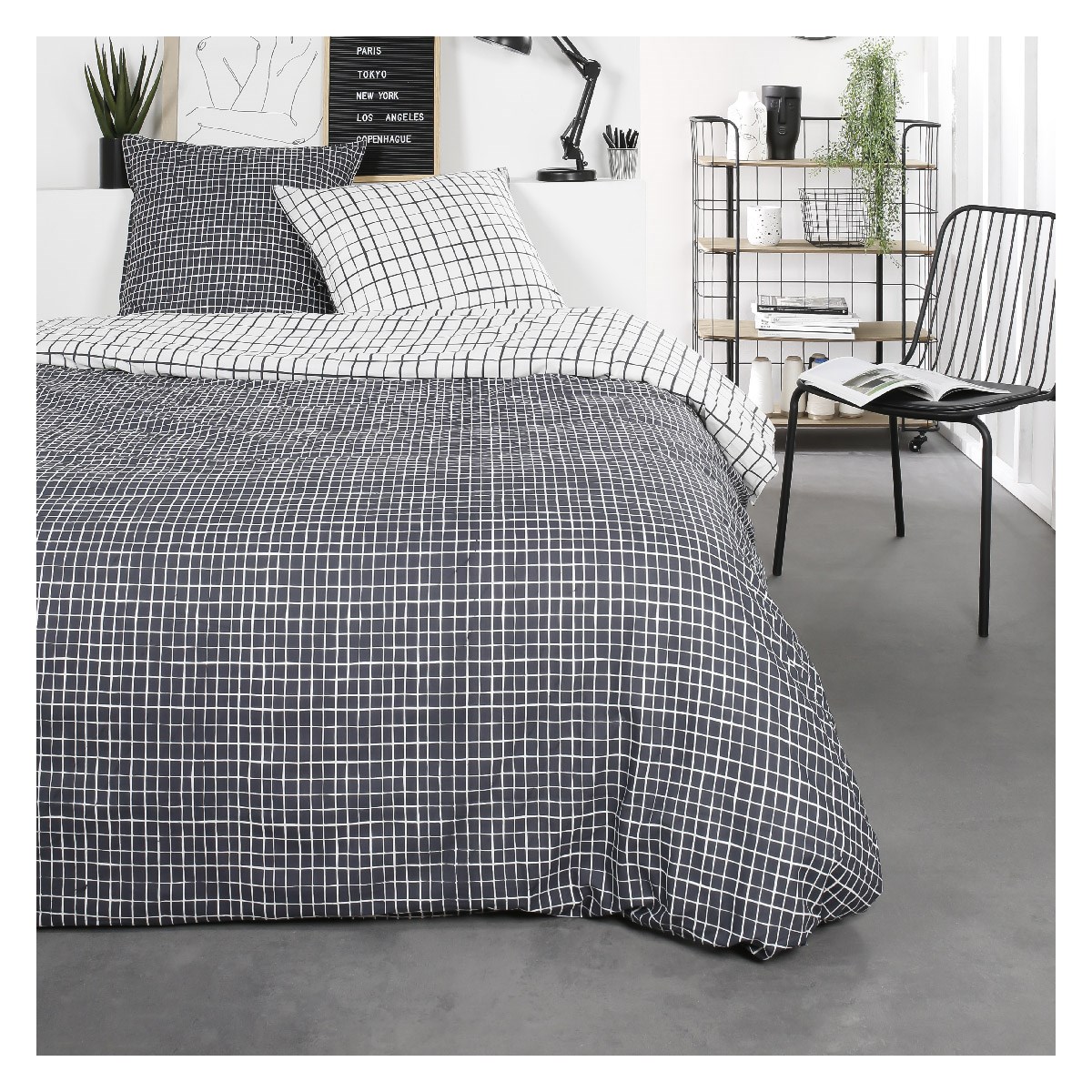 Printed cotton bedding set TODAY LINGE DE MAISON Blue