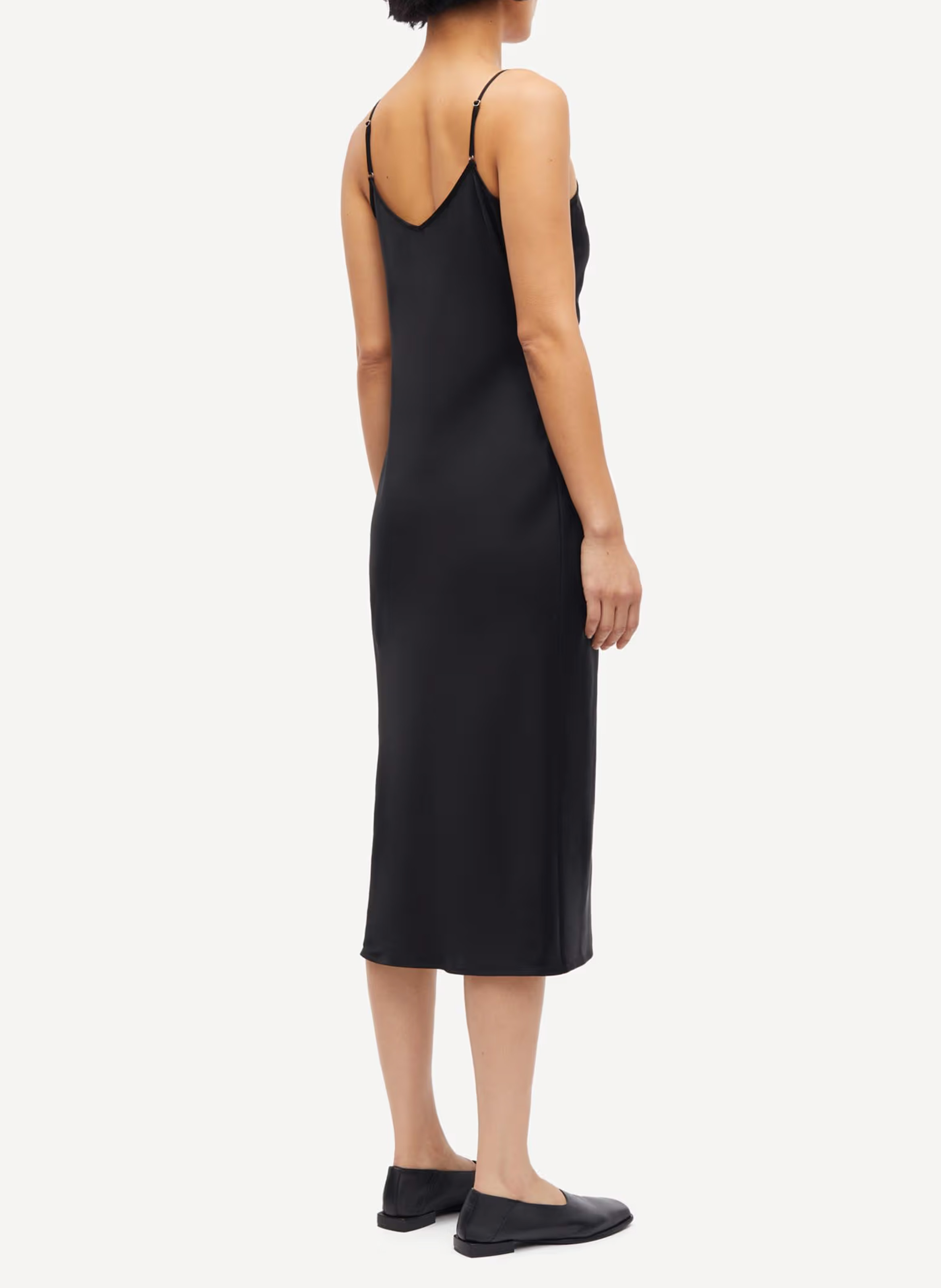 Robe midi col v satinée SAMSOE SAMSOE Noir