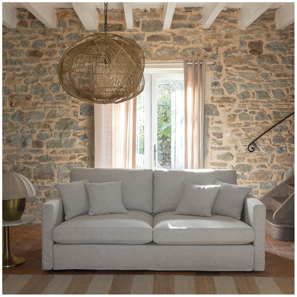Nakisha rattan suspension - ø 65 x 48 cm BLANC D'IVOIRE Beige