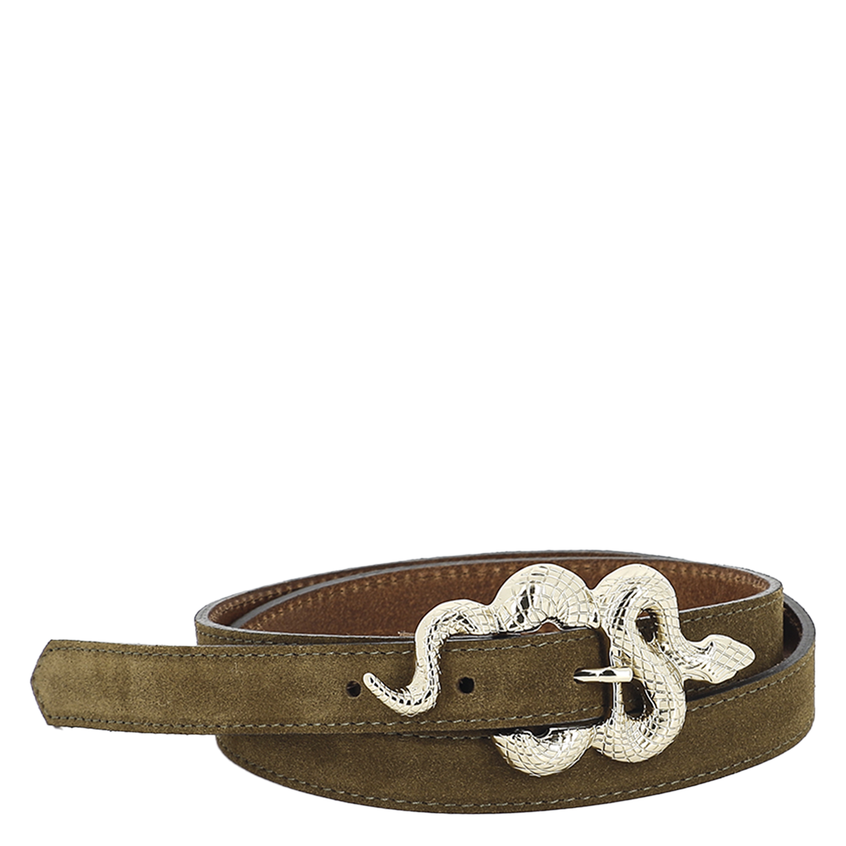 Ceinture en cuir velours HERBERT FRERE SOEUR Marron