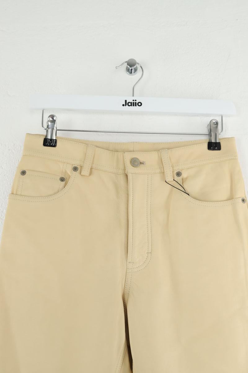 Straight leather pants ACNE STUDIOS - Seconde Main Beige