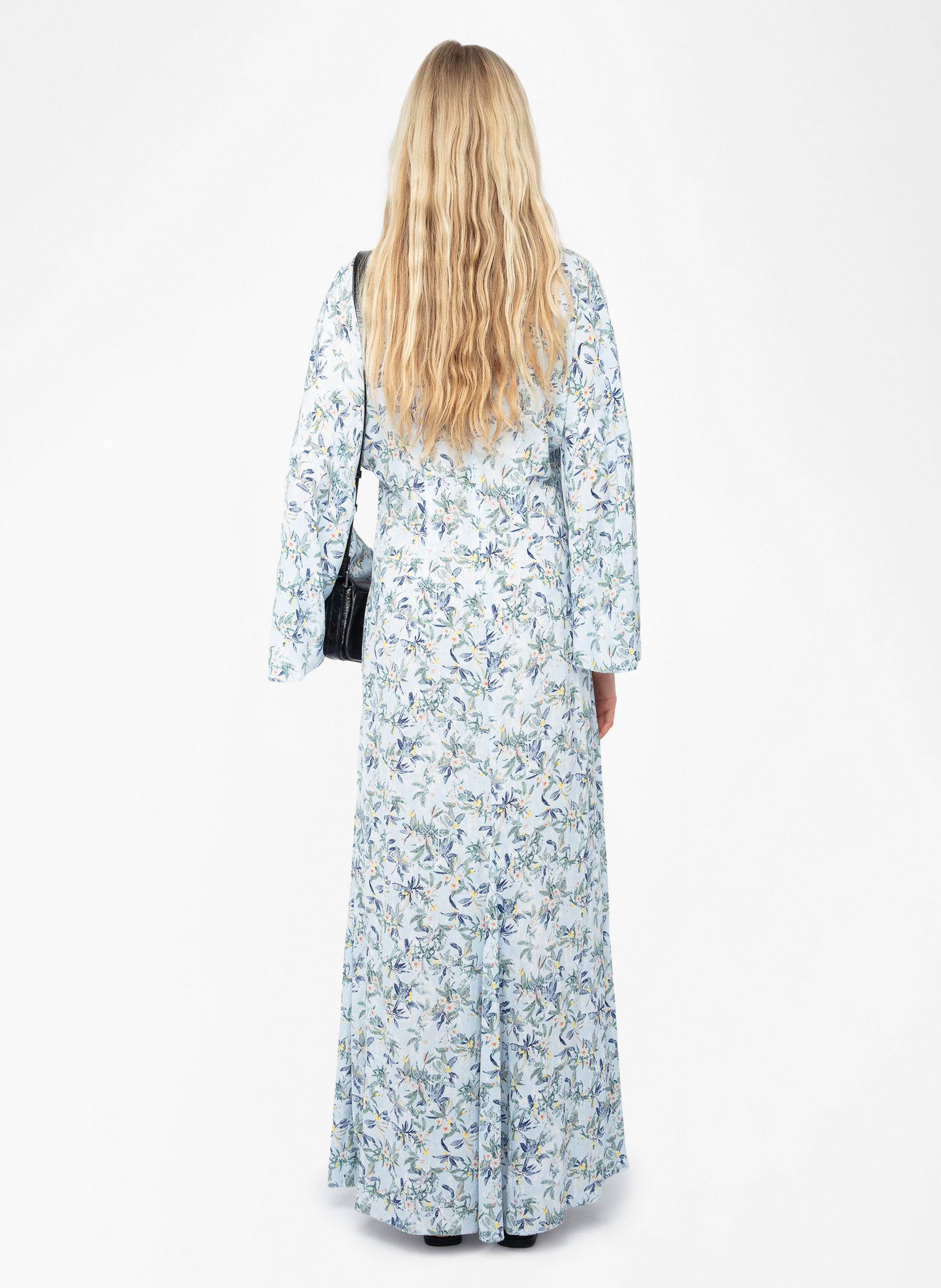 Robe longue col v à imprimé floral ZADIG&VOLTAIRE Bleu